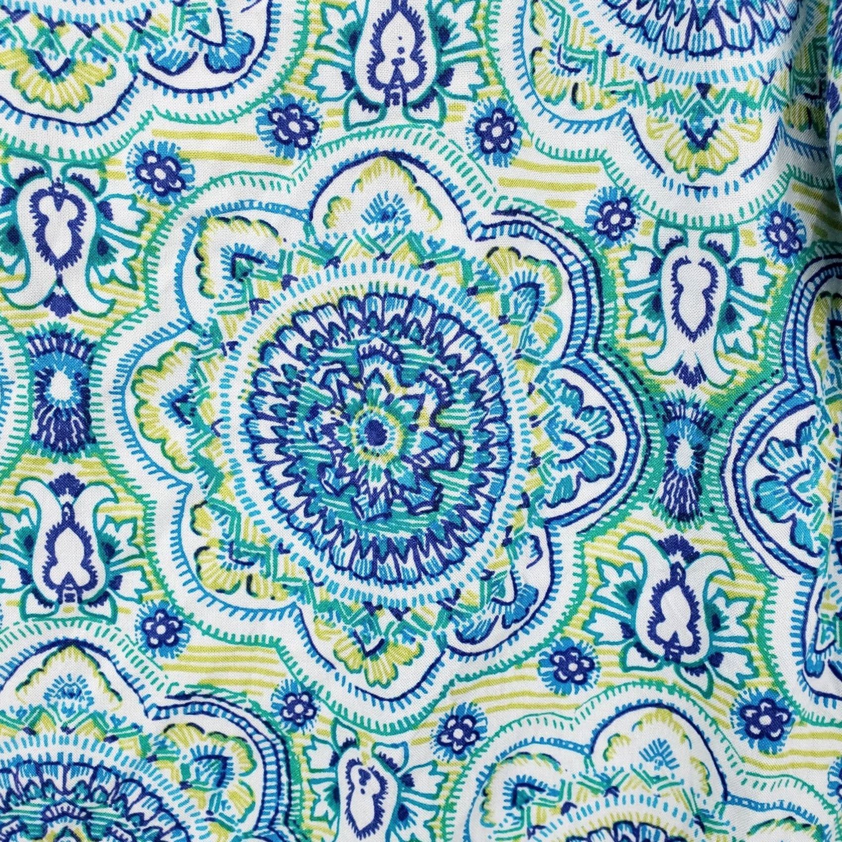 Vintage Cappagallo Blouse Womens Medium M Blue Paisely V Neck Short Sleeve Top Size M / US 6-8 / IT 42-44 - 4 Thumbnail
