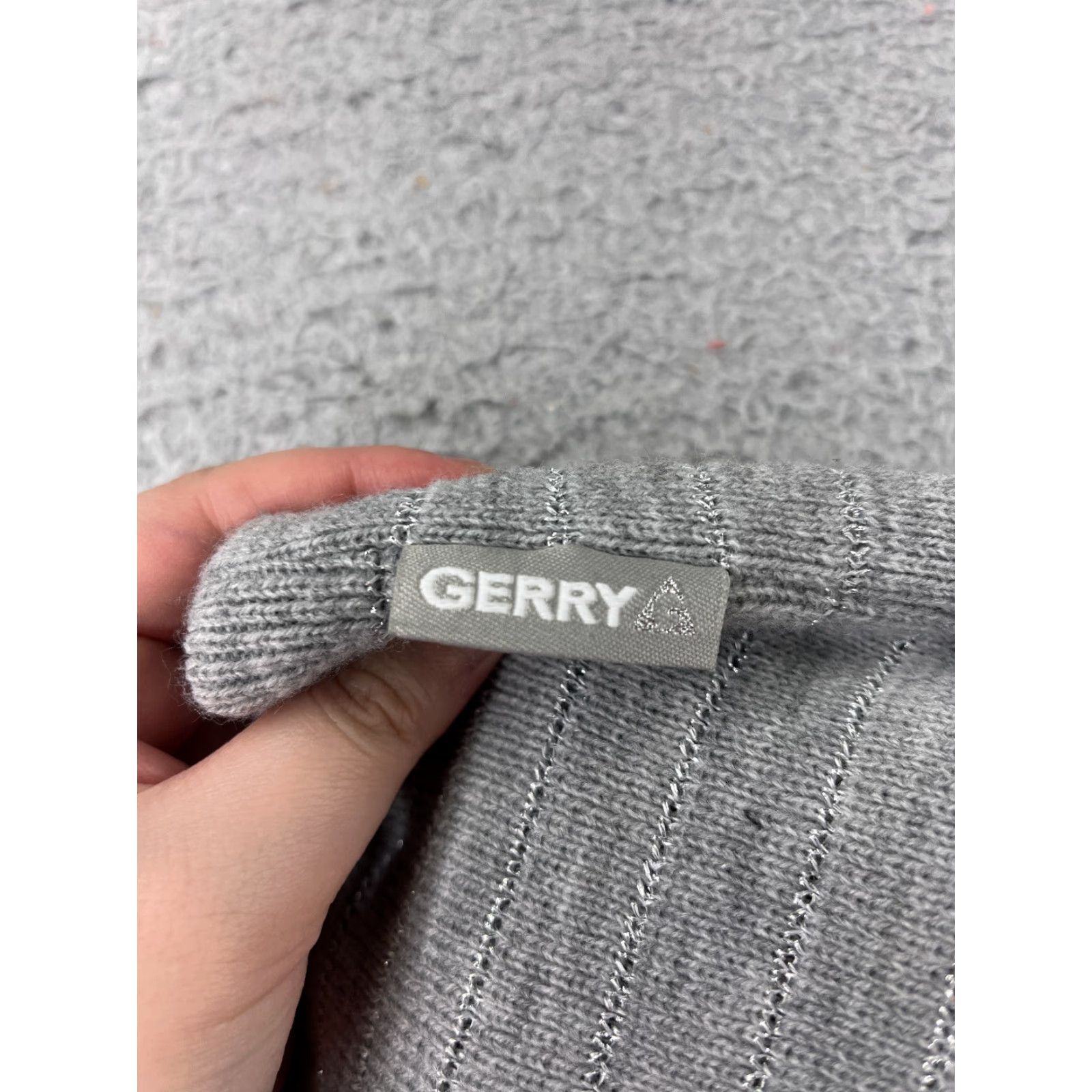 Vintage Gerry Beanie Toque Unisex Adults One Size Gray Knit Stripe Polyester Acrylic Blend Beanie Ski Style, Casual, Travel, 1 Size, Fall Winter Size ONE SIZE - 3 Thumbnail