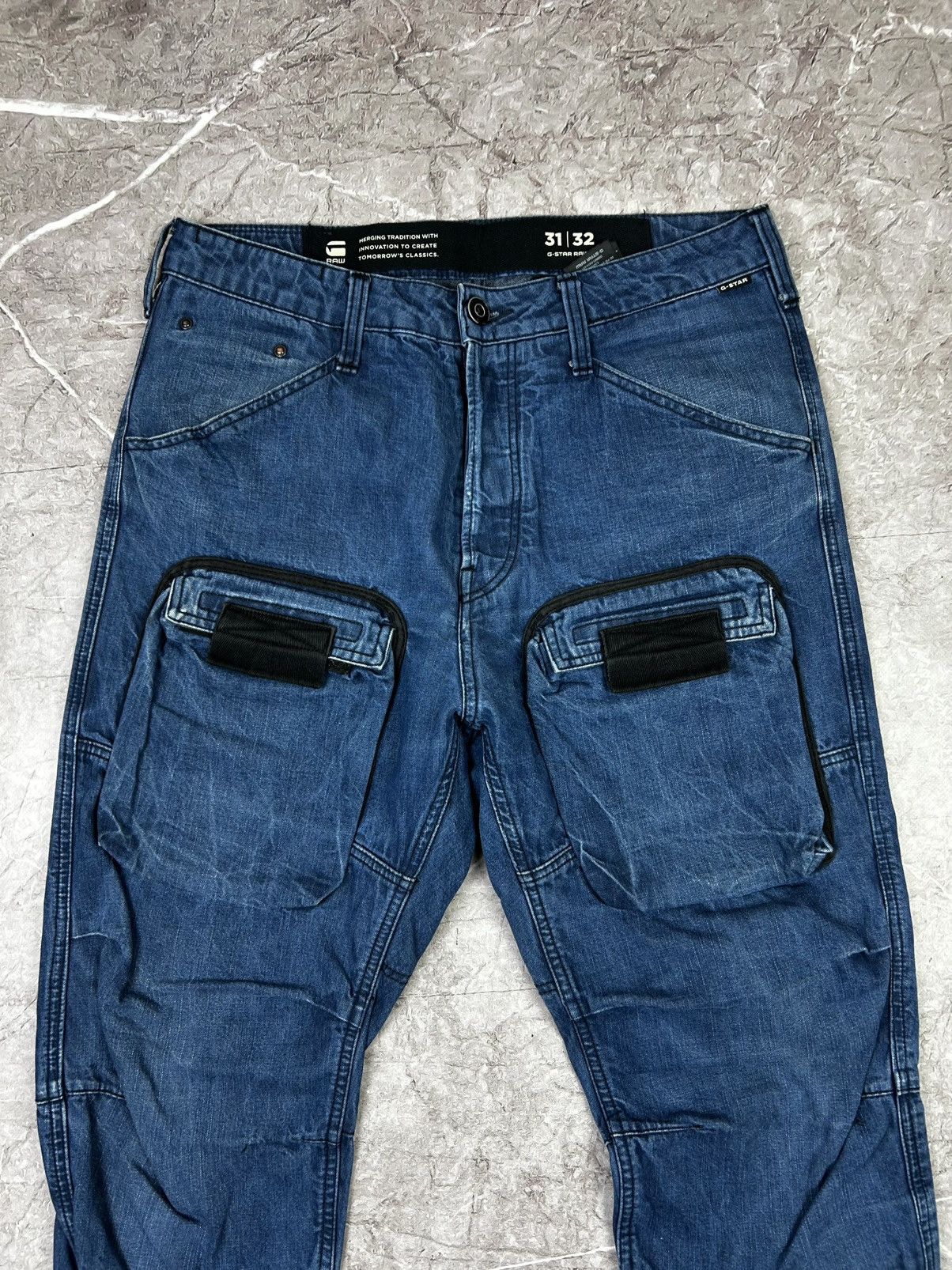 G-Star × Vintage G Star Raw Y2K distressed multi pocket jeans Size US 31 - 3 Thumbnail