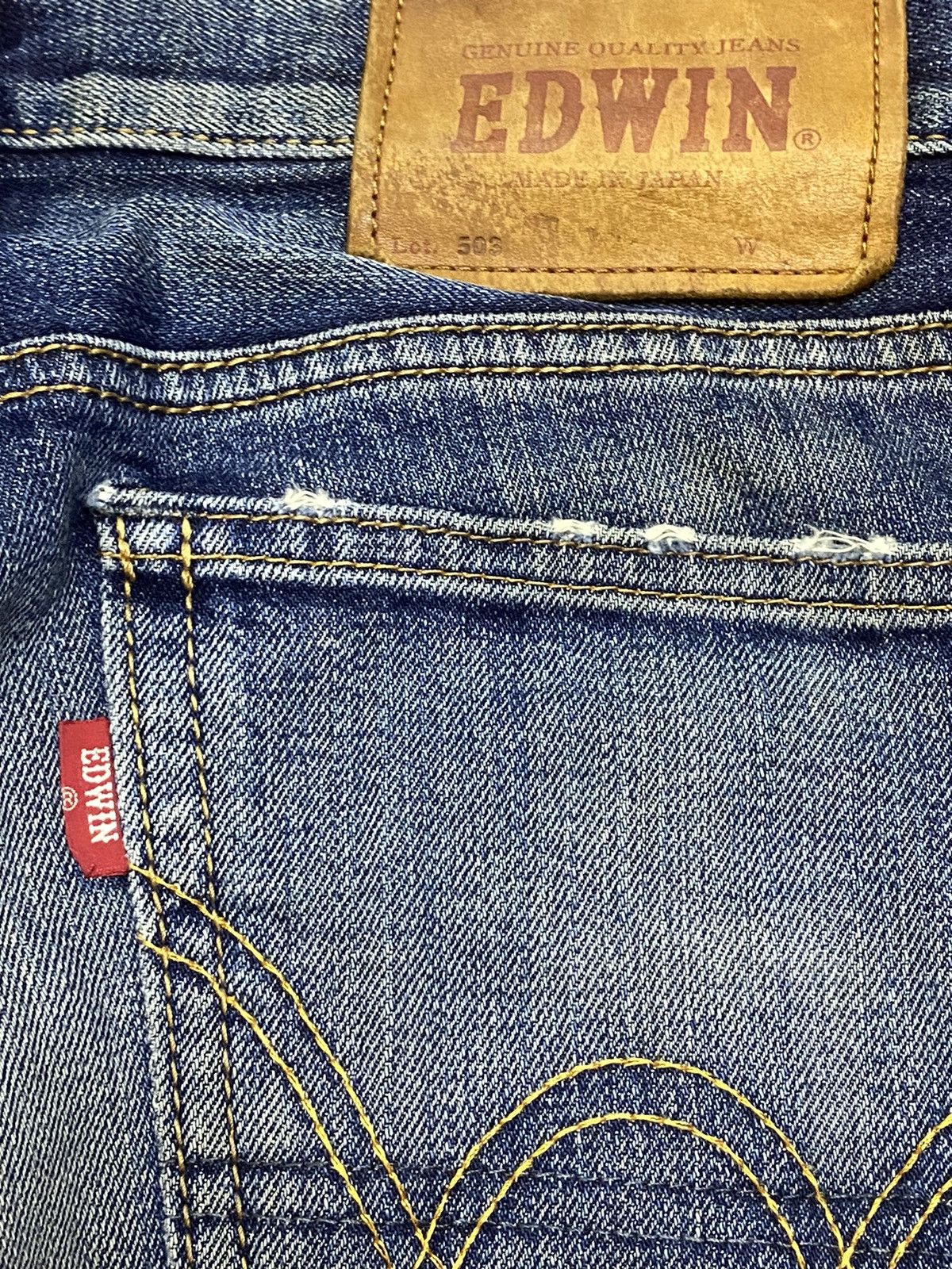Japanese Brand Vintage Edwin503 Limited Blue Wash Distressed Loose Jeans Size US 31 - 5 Thumbnail