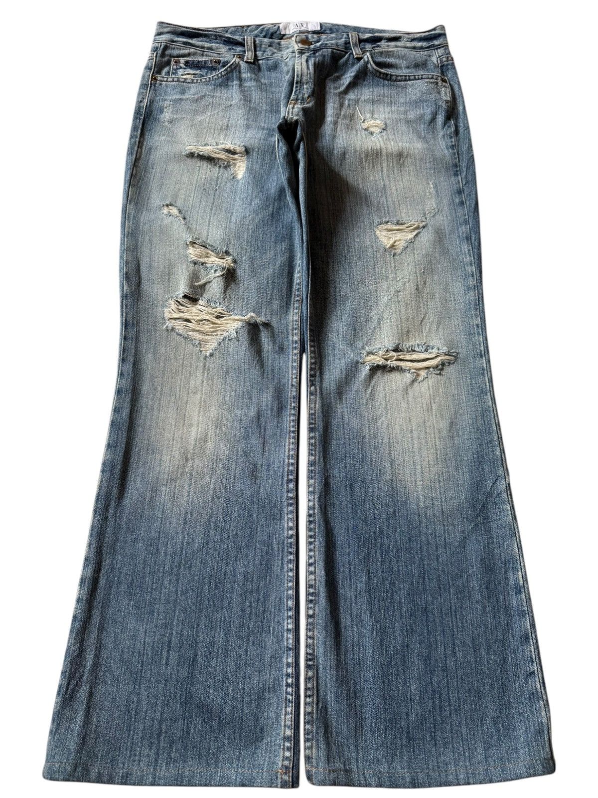 Armani Exchange Vintage Armani Exchange Distressed Flare Jeans Size 34" / US 12 / IT 48 - 1 Thumbnail