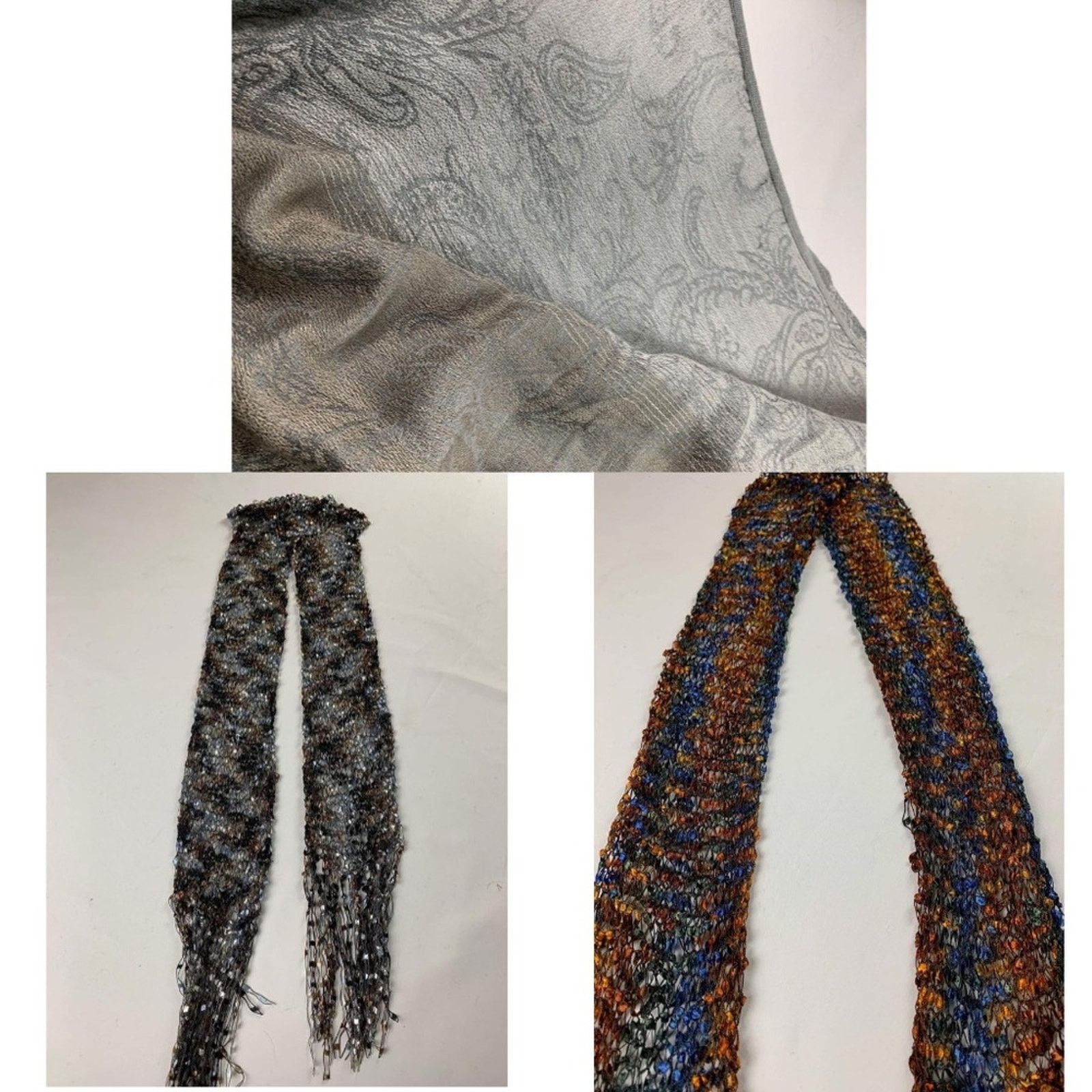 Other 3 Women’s Vintage Scarves Crochet Knit | Gray silver Size ONE SIZE - 1 Thumbnail