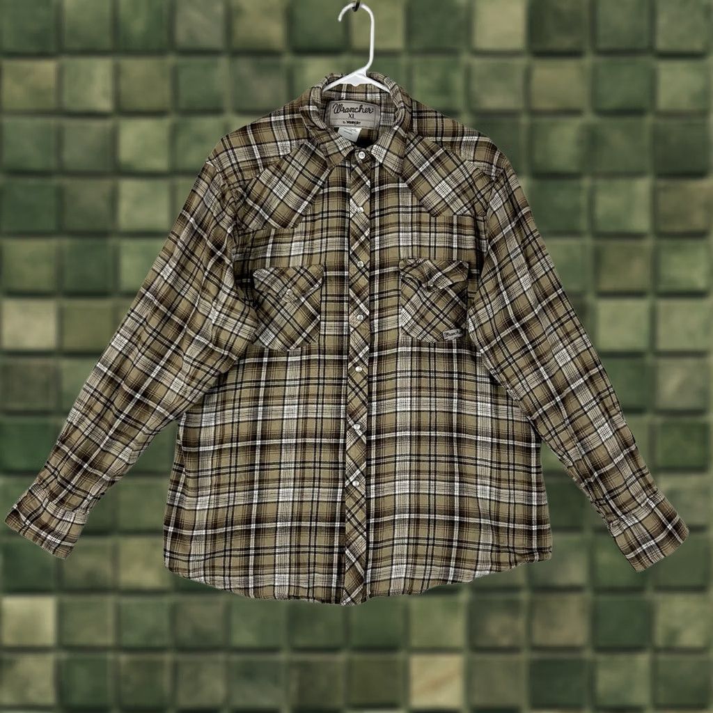 Wrangler VINTAGE Wrangler Wrancher Western Shirt Mens XL Long Sleeve Brown Plaid Pearl Snap Top Size US XL / EU 56 / 4 - 1 Thumbnail