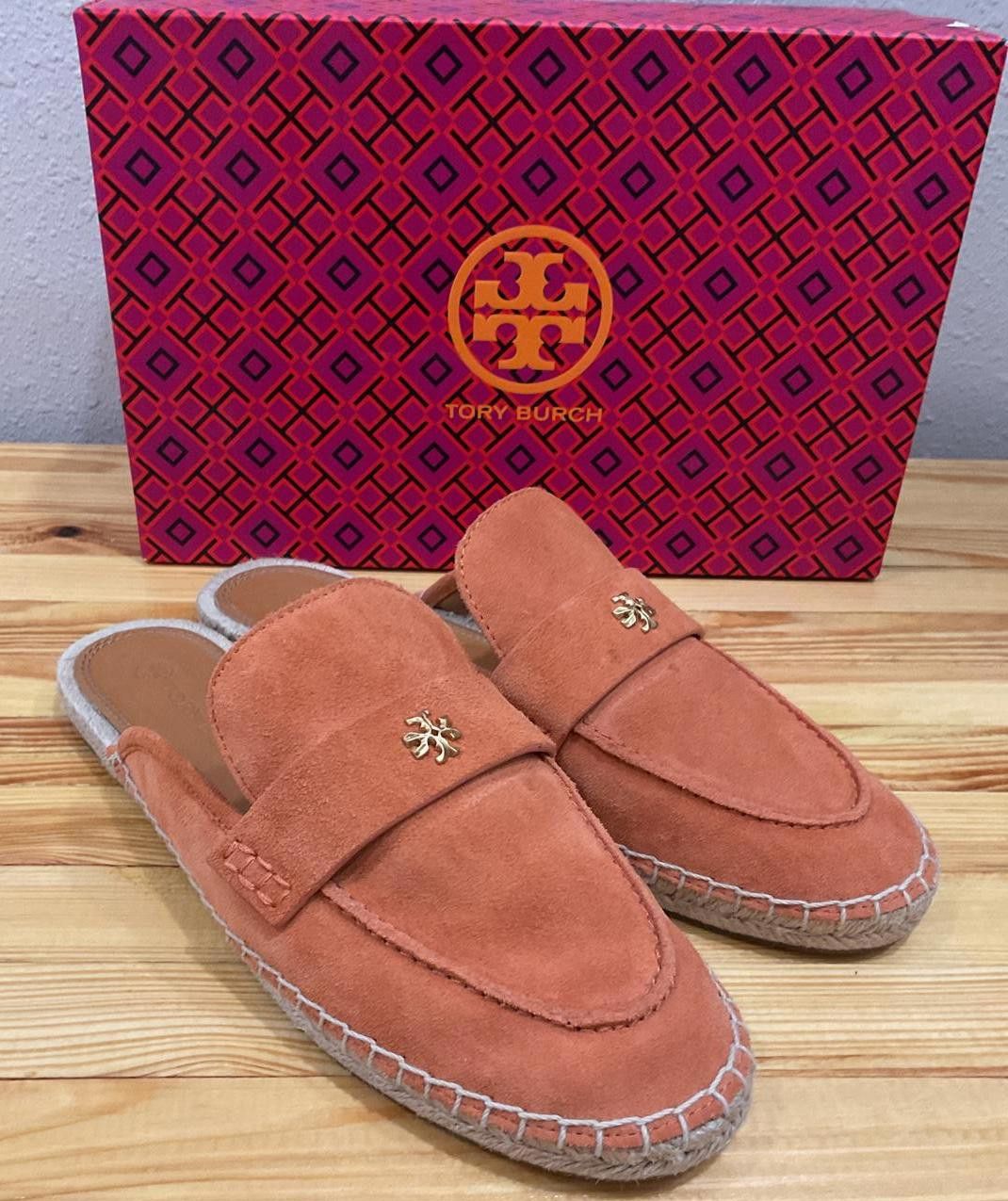 Designer Tory Burch Seaside Mule Espadrille / Natural Suede Orange Size US 9.5 / IT 39.5 - 1 Thumbnail
