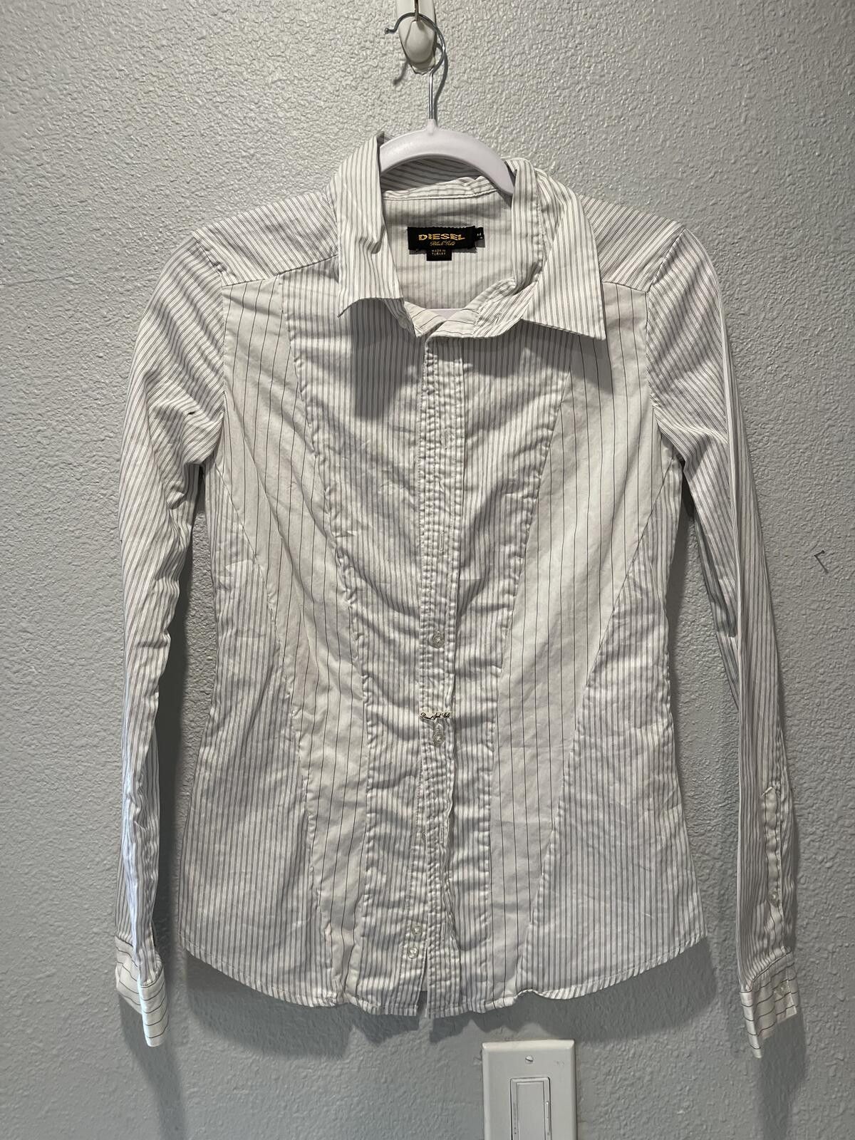 Diesel Diesel Black Gold Label Women's White Pinstripe Button-Up Size M / US 6-8 / IT 42-44 - 1 Thumbnail
