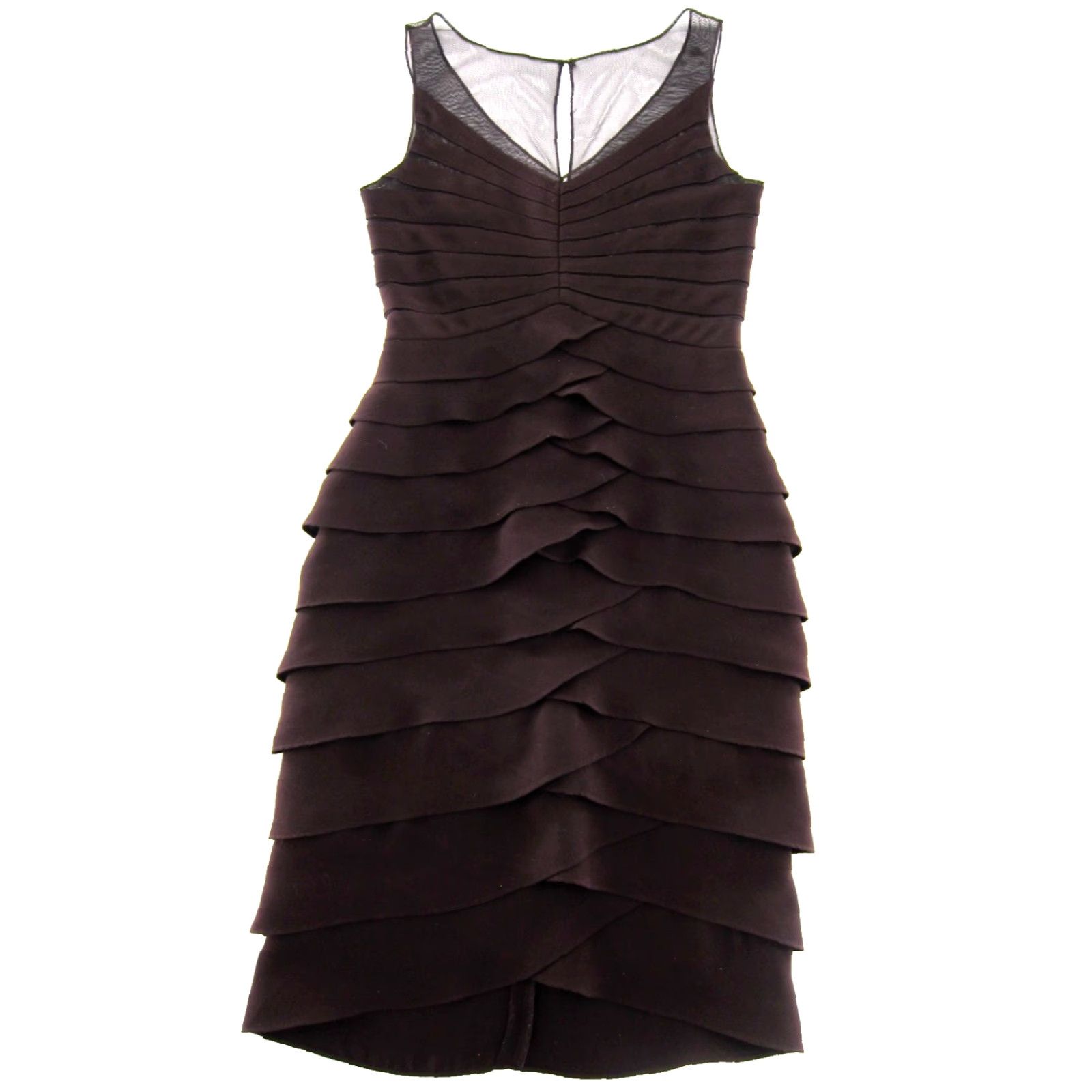 Vintage Eliza J New York Brown Sleeveless Layer Tiered Work Party Formal Sheath Dress 4 Size S / US 4 / IT 40 - 2 Thumbnail
