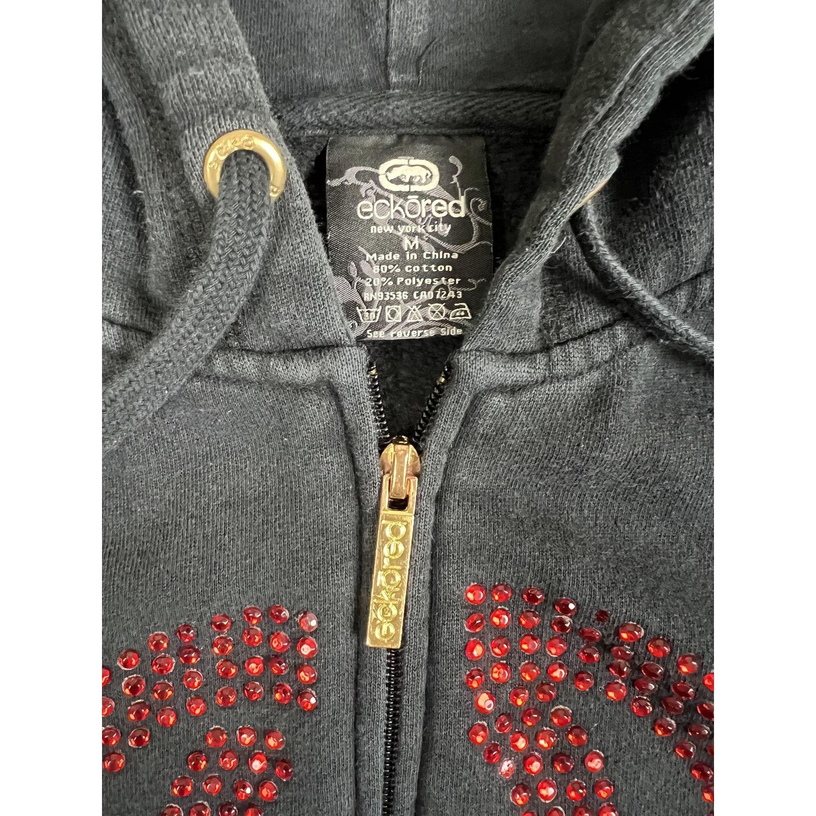 Ecko Unltd. Vintage Ecko Red Hoodie Women's Medium Black Rhinestone Zip Size M / US 6-8 / IT 42-44 - 5 Thumbnail