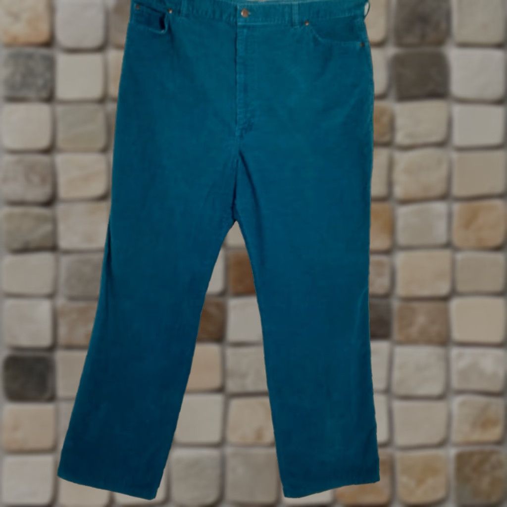 Vintage VINTAGE CHIC by HIS Corduroy Pants Women 40x31 Teal Blue Corduroys Pants Retro Vintage Straight Women 40 31 Size 27" / US 4 / IT 40 - 1 Thumbnail