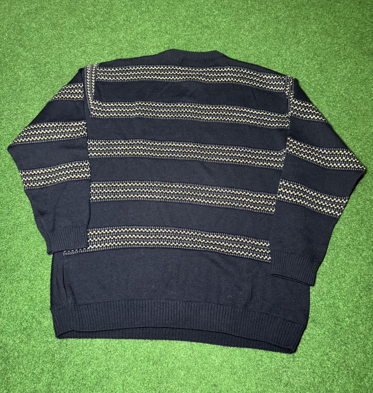 Coogi × Vintage Vtg 90s Cable Knit 3D Coogi Style Designer Grandpa Sweater Size US XL / EU 56 / 4 - 5 Thumbnail