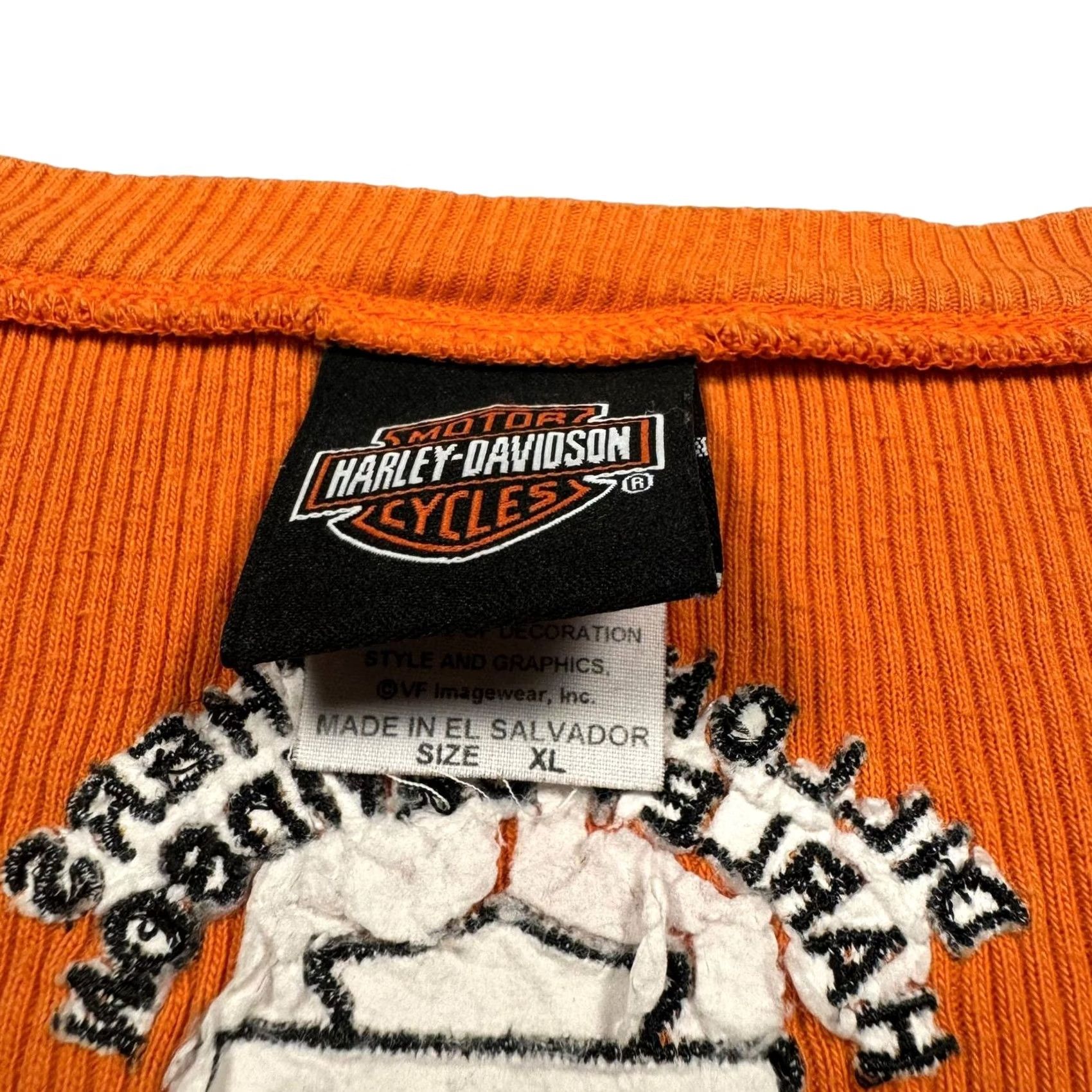 Harley Davidson VINTAGE Harley Davidson Shirt Women XL Embroidered Ribbed Short Sleeve 90s Biker Cars Orange Womens XL Embroidered Shirt Size XL / US 12-14 / IT 48-50 - 3 Thumbnail