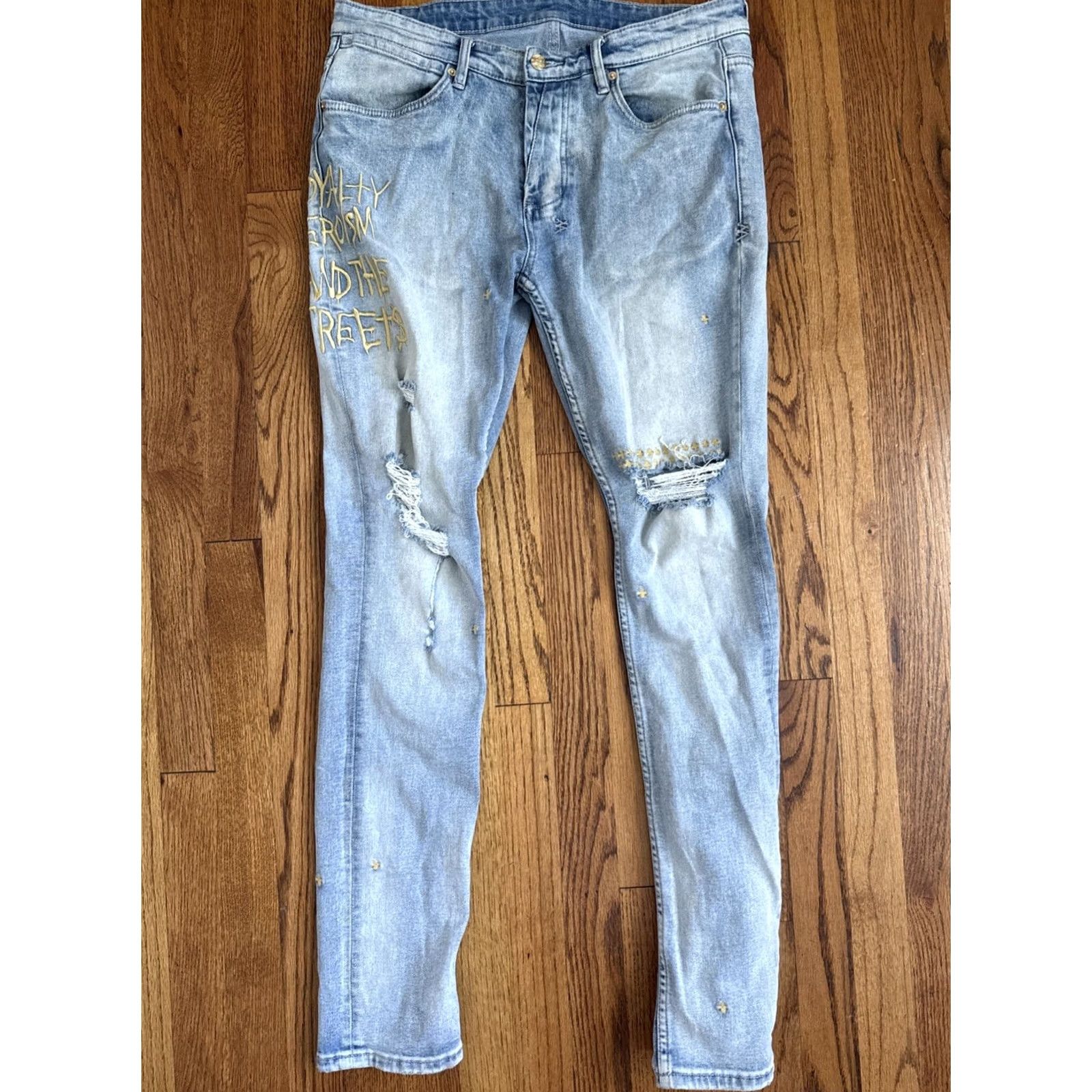 Ksubi Ksubi Jeans Skinny Men 34x32 Van Winkle Mid Blue Ripped C9 Size US 34 / EU 50 - 4 Thumbnail