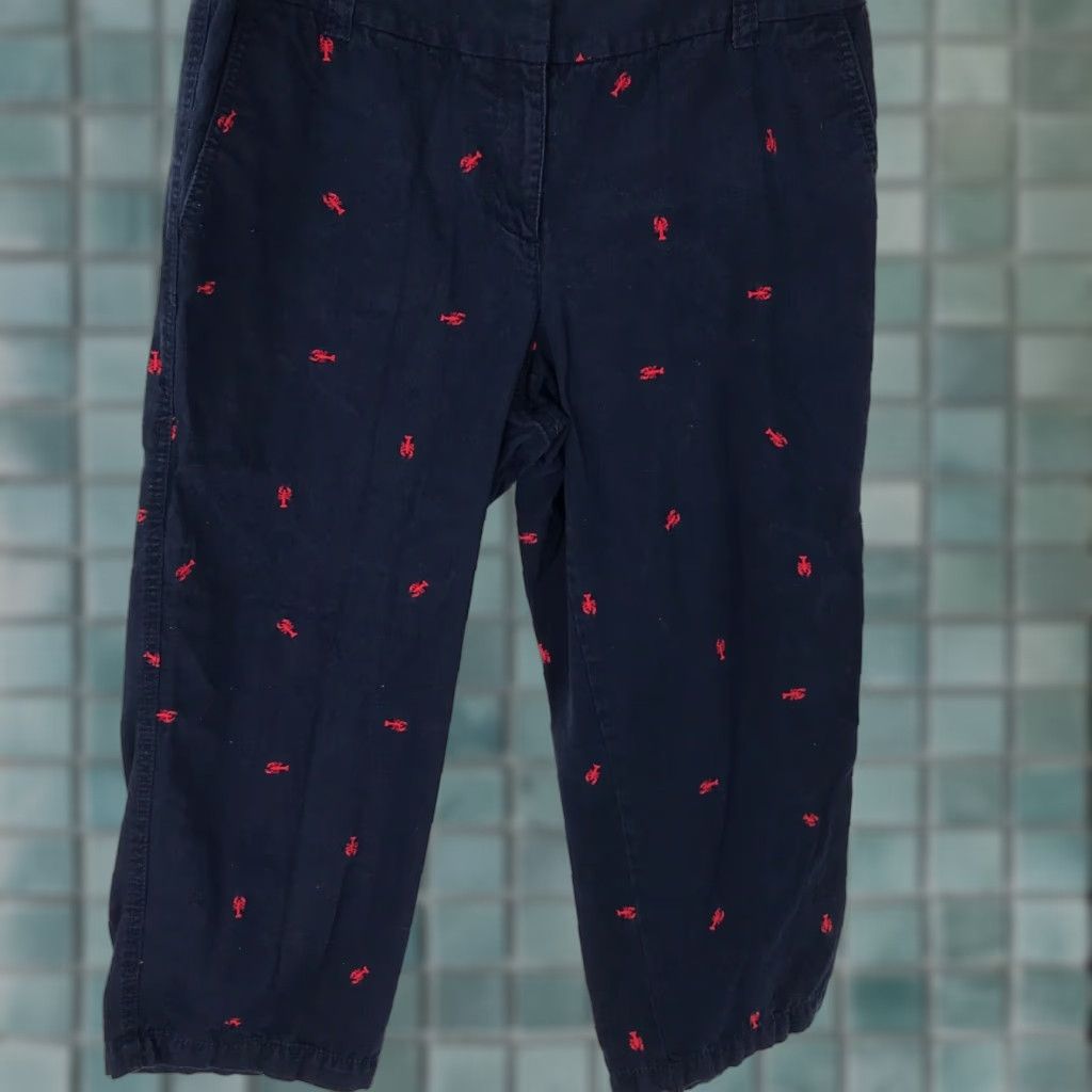Liz Claiborne Liz Claiborne Audra Capri Pants Womens Flat Front Embroidered Blue Size 12 Regular Inseam 23in Casual Shoes none Mens Womens Size 34" / US 12 / IT 48 - 1 Thumbnail
