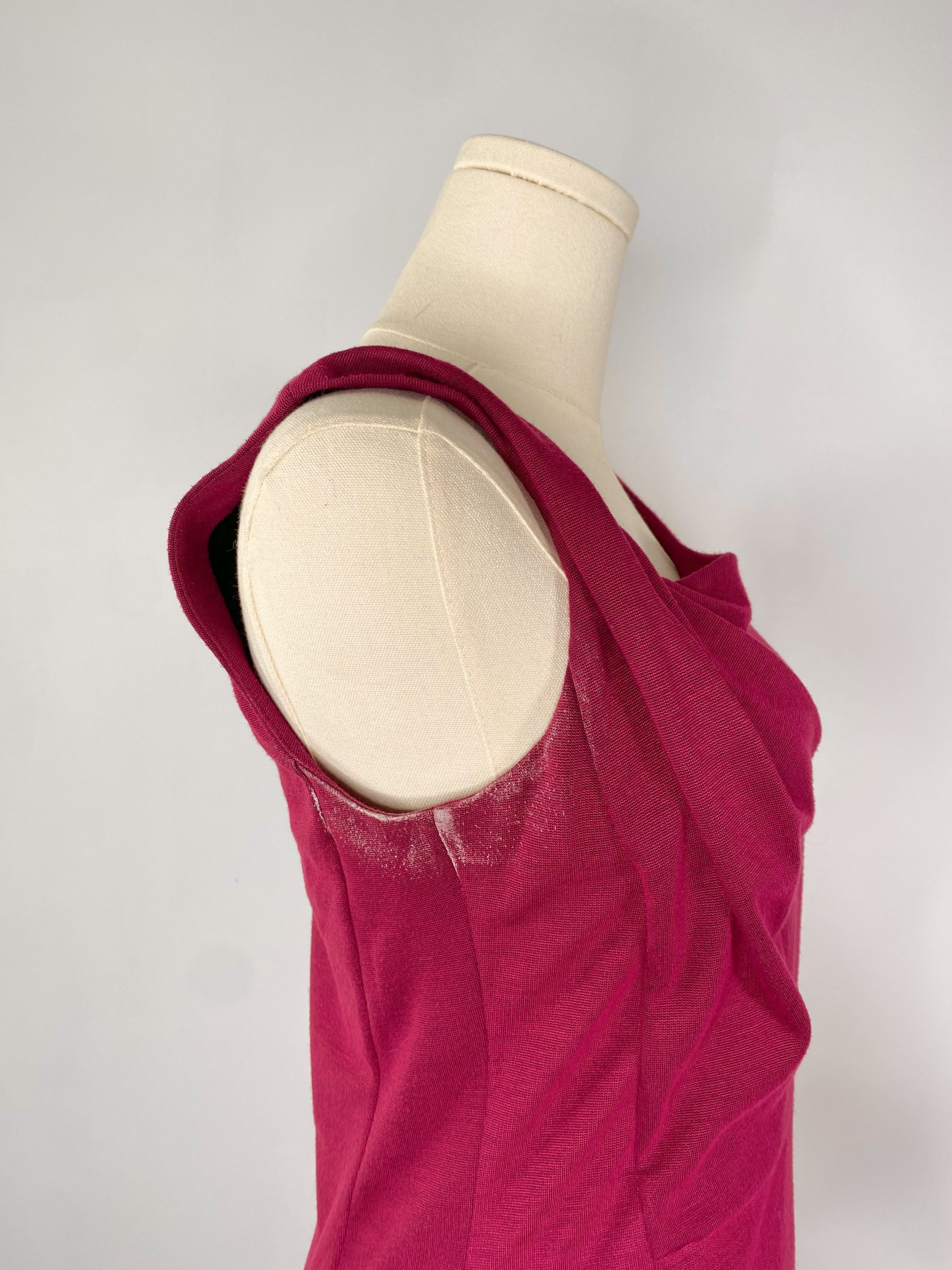 Vintage Ronen Chen - Deep Magenta Bodycon Sleeveless Dress Size S / US 4 / IT 40 - 7 Thumbnail