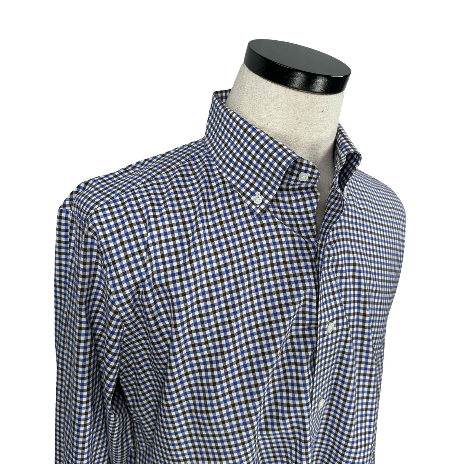 Peter Millar Peter Millar Shirt Mens L White Blue Check Egyptian Cotton Size US L / EU 52-54 / 3 - 2 Thumbnail