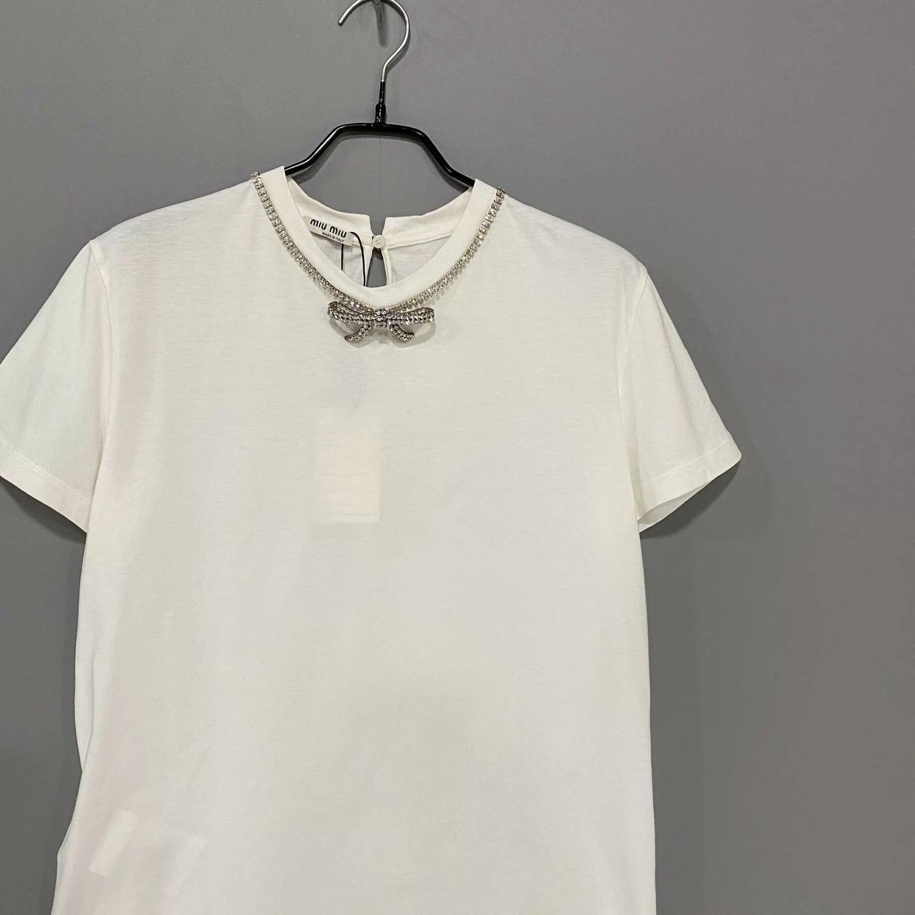 Miu Miu Miu Miu white rhinestone bow short-sleeve M Size M / US 6-8 / IT 42-44 - 2 Thumbnail