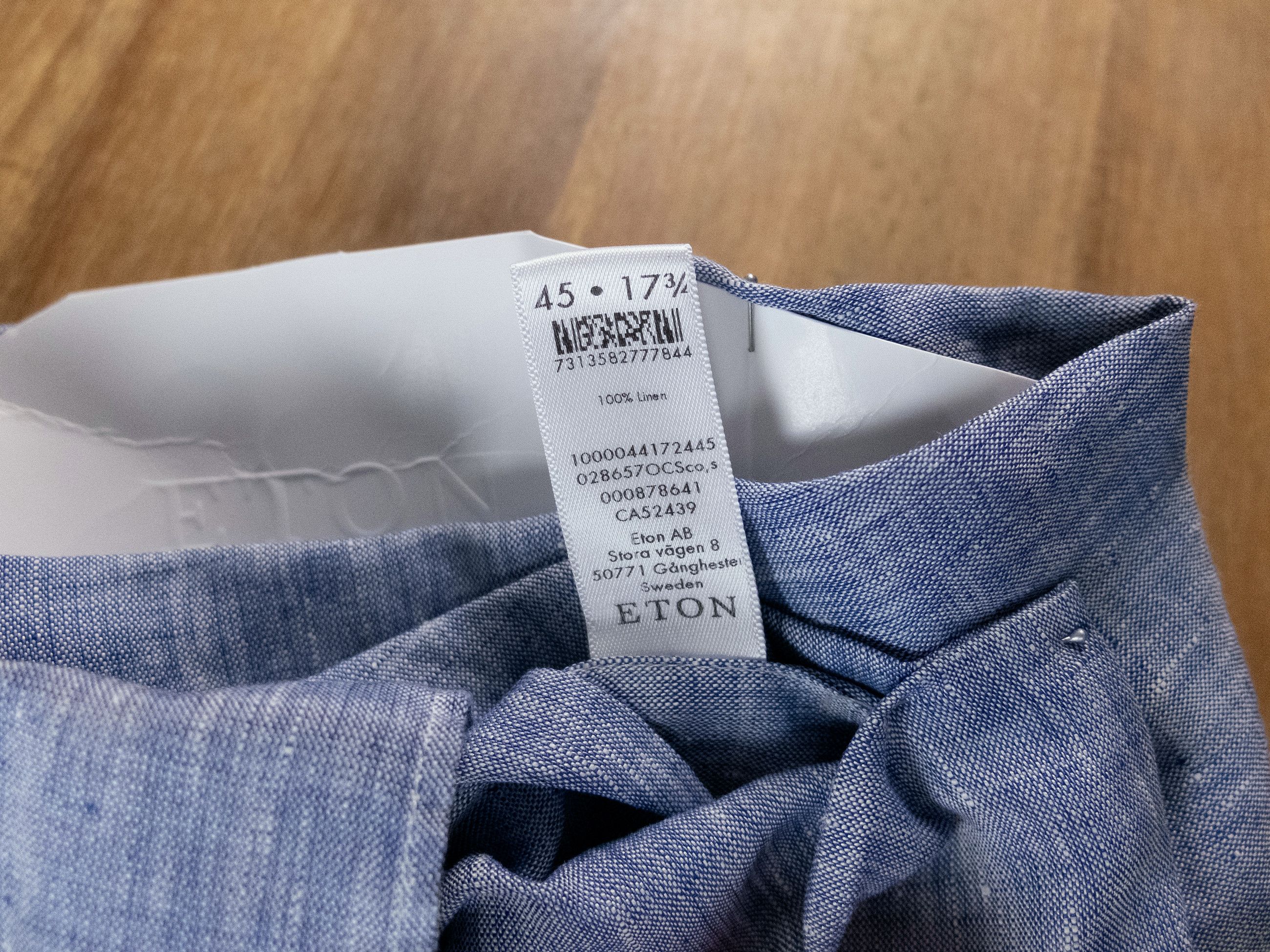 Eton ETON of Sweden contemporary fit blue linen shirt 45 XXL Size US XXL / EU 58 / 5 - 8 Thumbnail