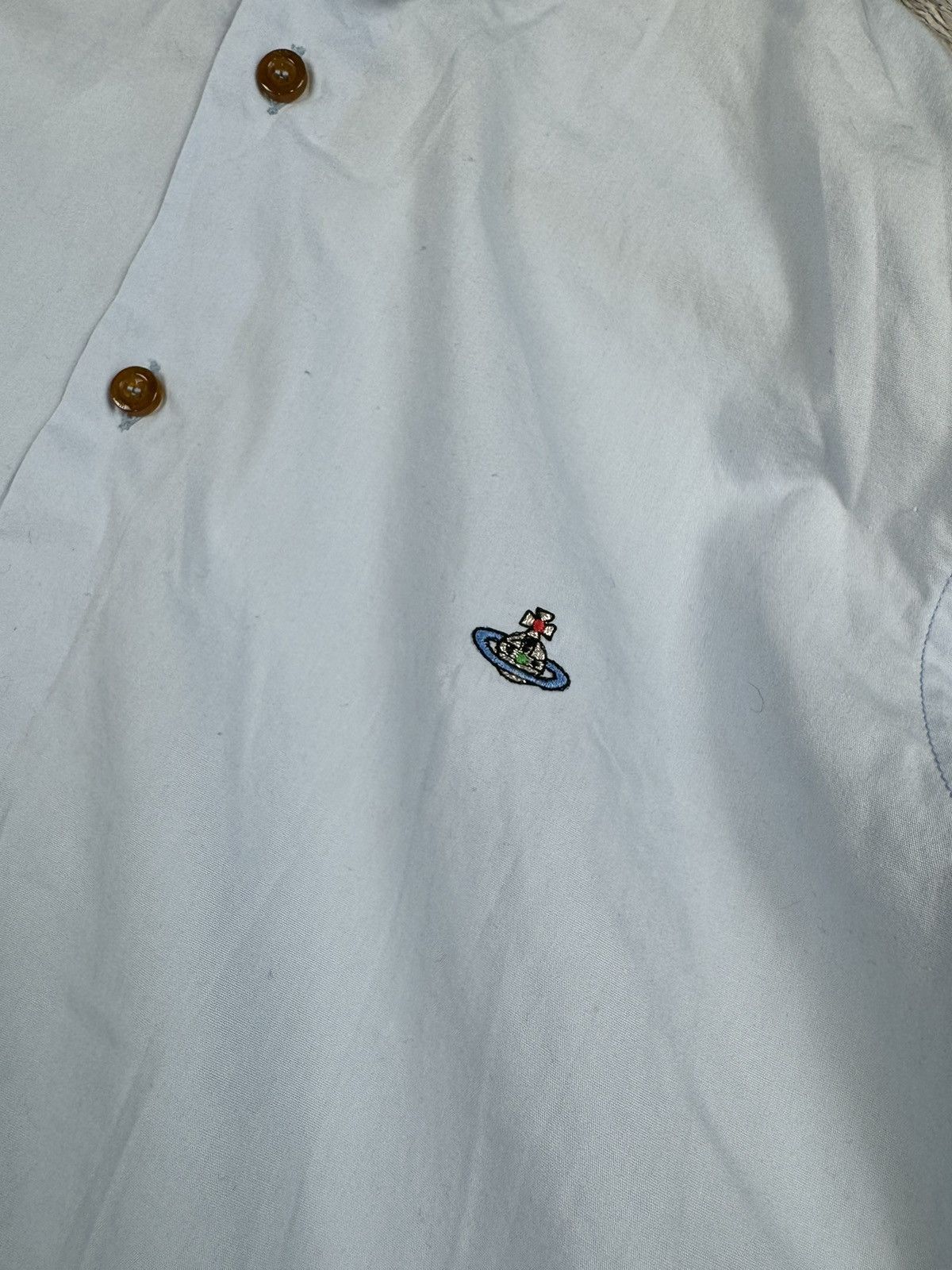 Vintage × Vivienne Westwood Blue Vivienne Westwood 3 Button Krall Shirt Orb Embroidery Size US XL / EU 56 / 4 - 8 Thumbnail