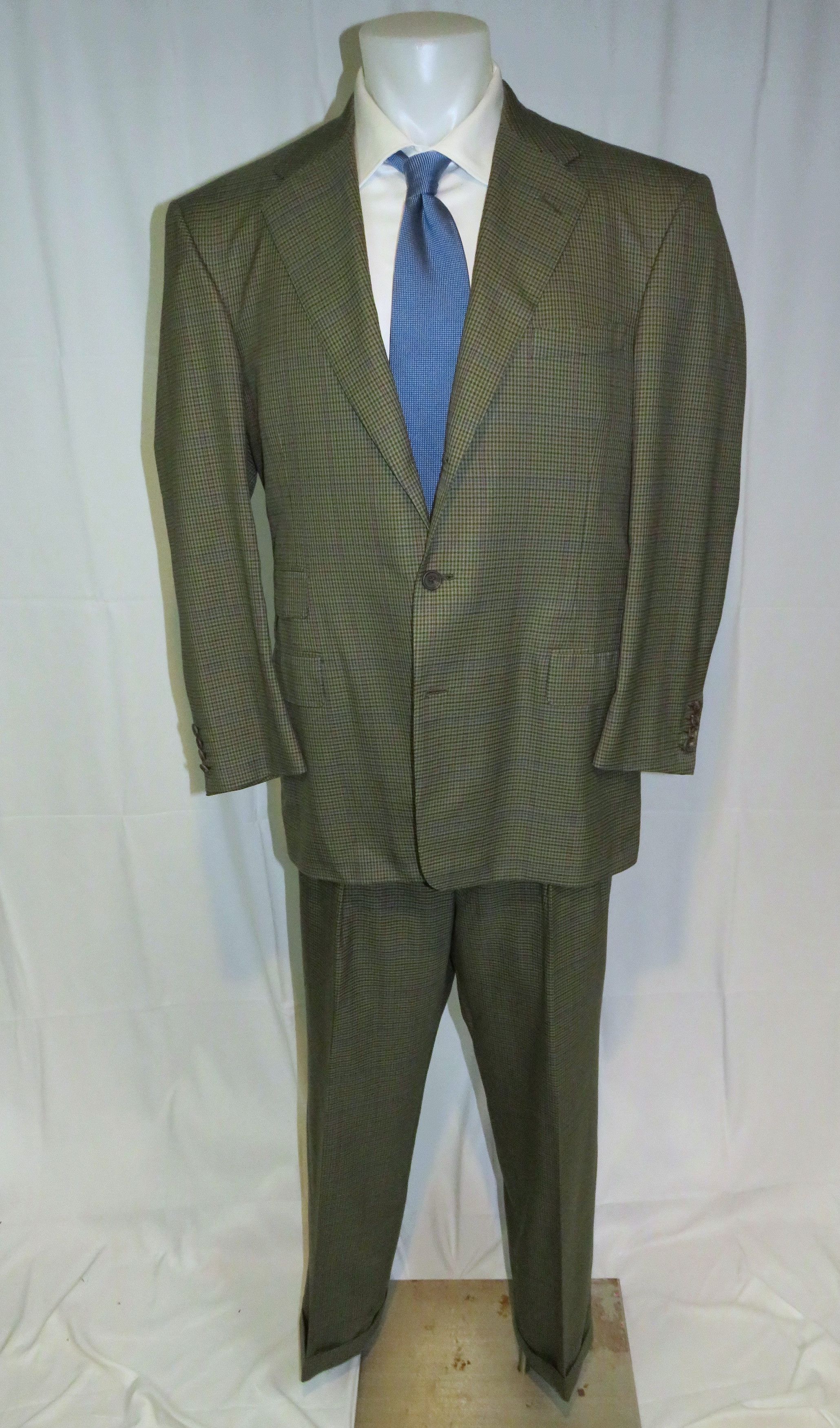 Bergdorf Goodman × Domenico Spano Bespoke Belted Guncheck Three Roll Two Hunting Suit 42R Size 42R - 1 Thumbnail