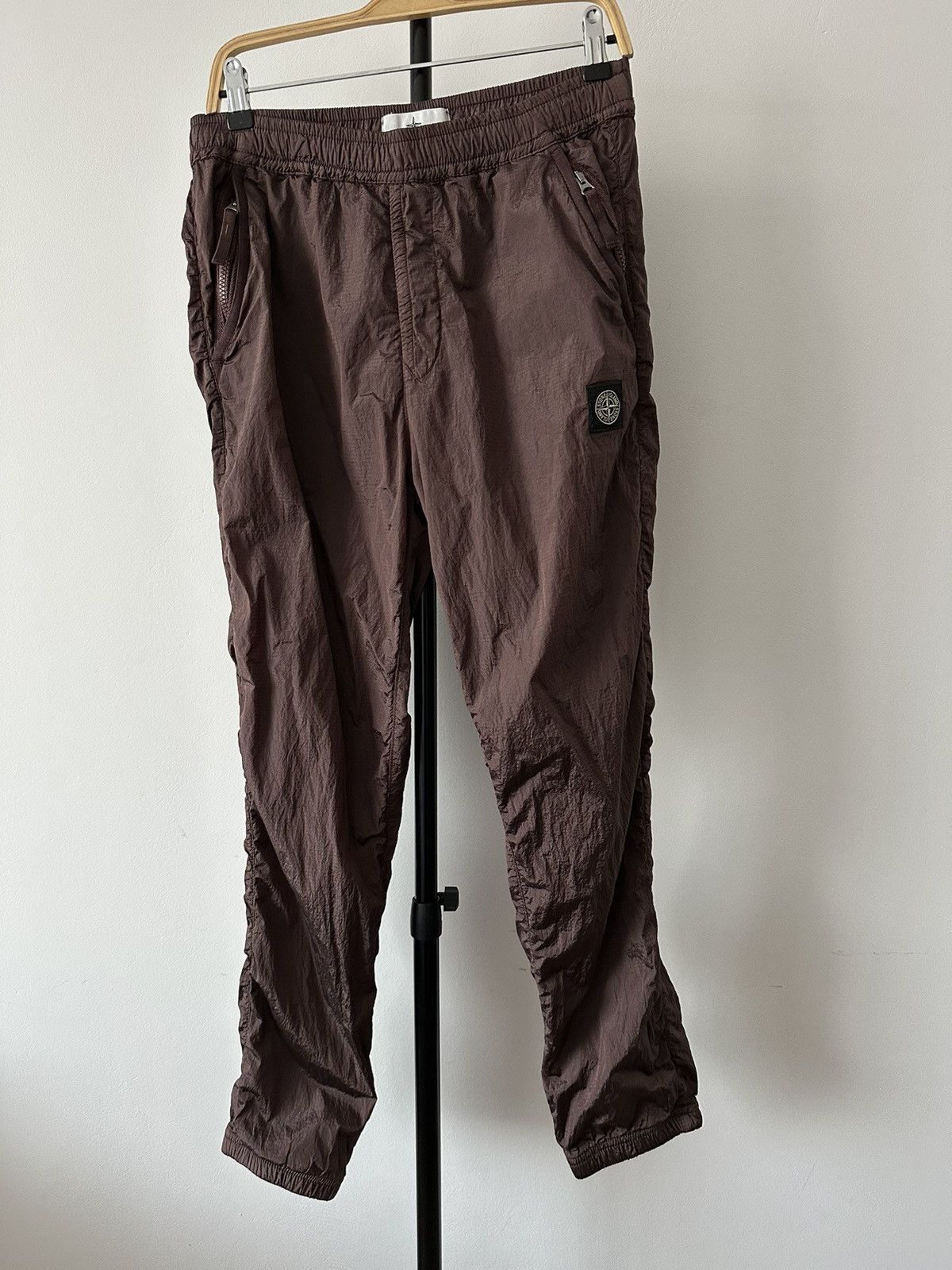 Stone Island Burgundy Metal nylon Ripstop pants trousers