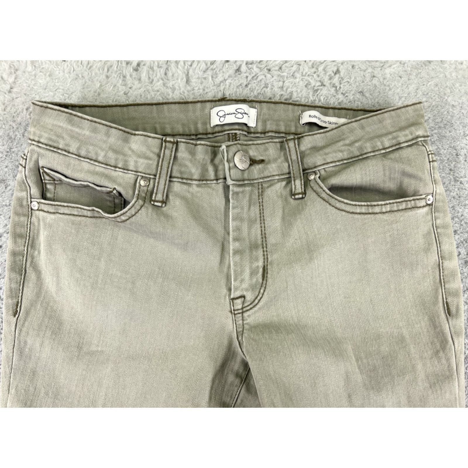 Jessica Simpson Jessica Simpson Women's Green Denim Jeans Skinny Crop Pants 4 Cotton Zipper 24in Inseam Retro Size 27" / US 4 / IT 40 - 4 Thumbnail