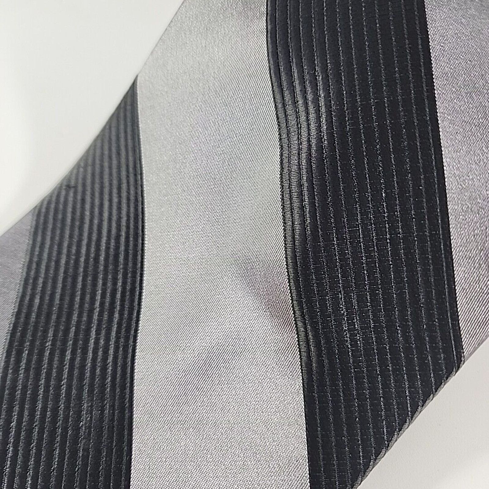 Vintage Adolfo Gray with Large Stripes Silk Necktie - Like New Size ONE SIZE - 4 Thumbnail