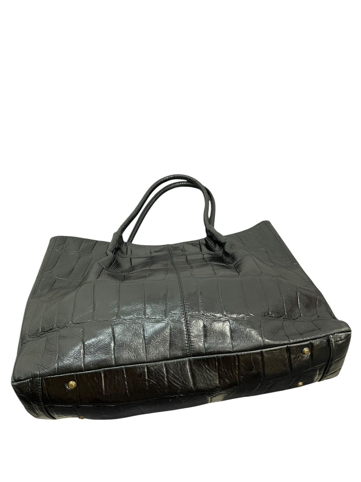 Genuine Leather Crocodile Embossed Leather Unknown Tote Shoulder Bag 7🟩 Size ONE SIZE - 12 Thumbnail