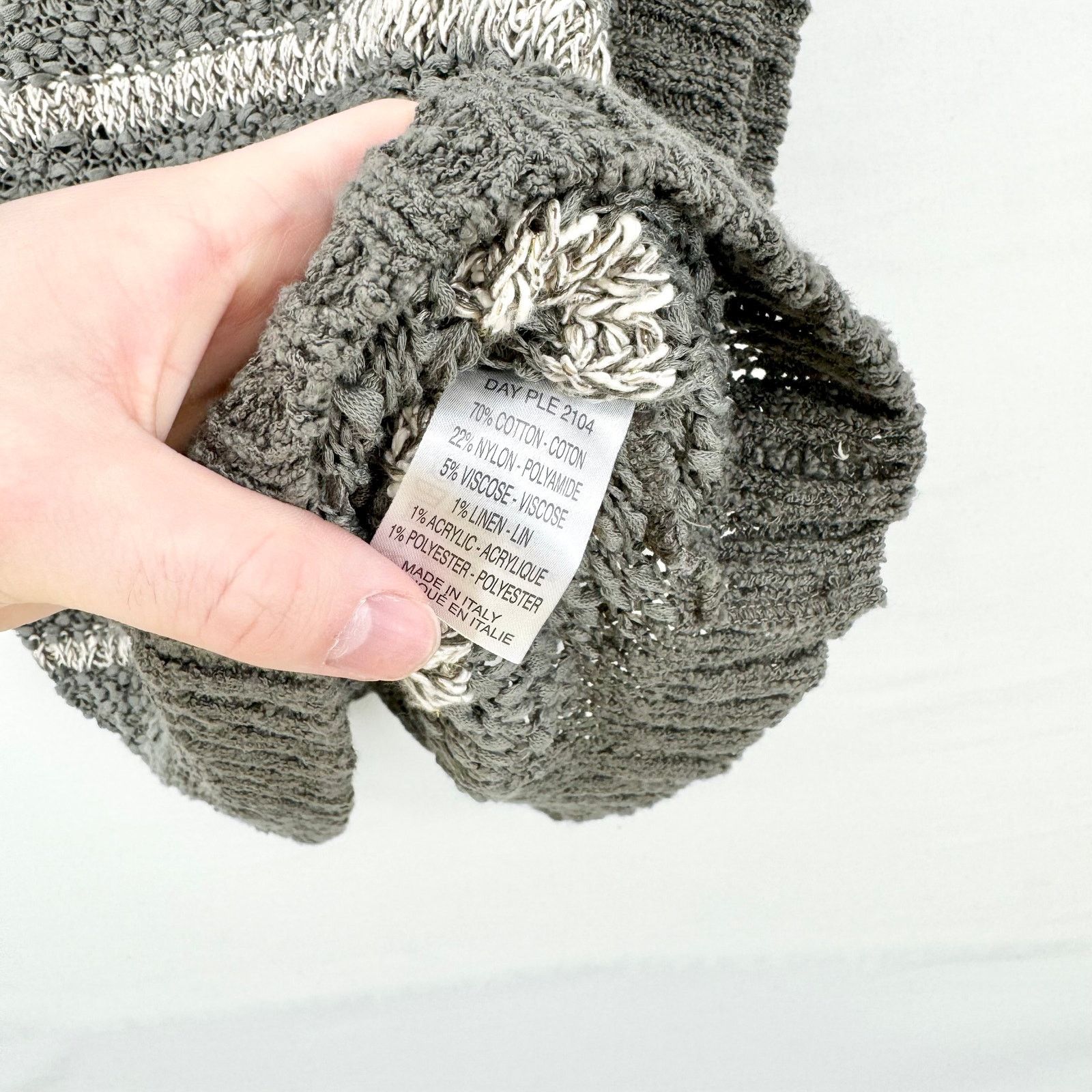 Other Lauren Vidal Grey & Cream Oversized Knit Sweater Top Size M Size M / US 6-8 / IT 42-44 - 5 Thumbnail