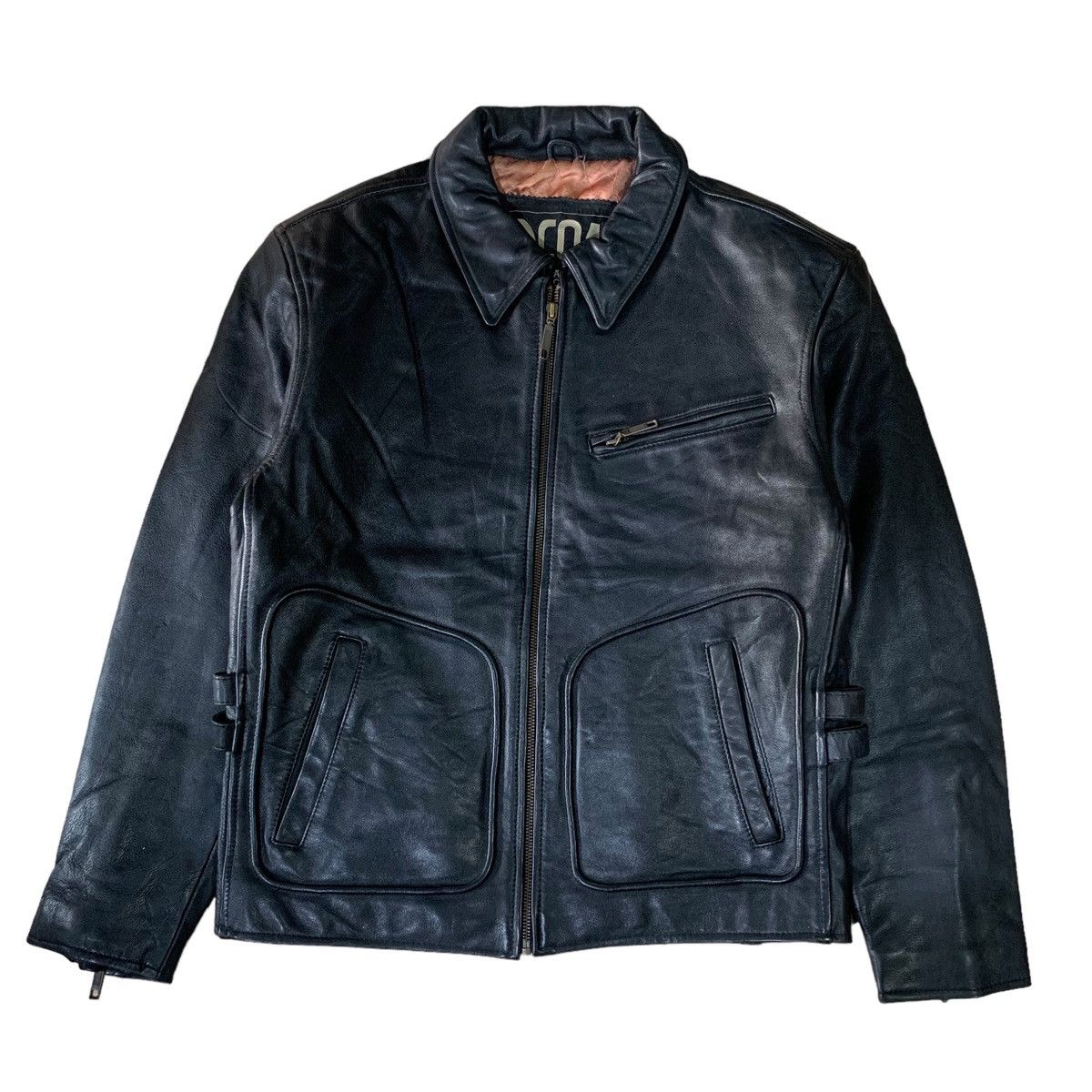 image of Vintage Midcoast Cowhide Single Riders Leather Jacket in Black, Men's (Size Medium)
