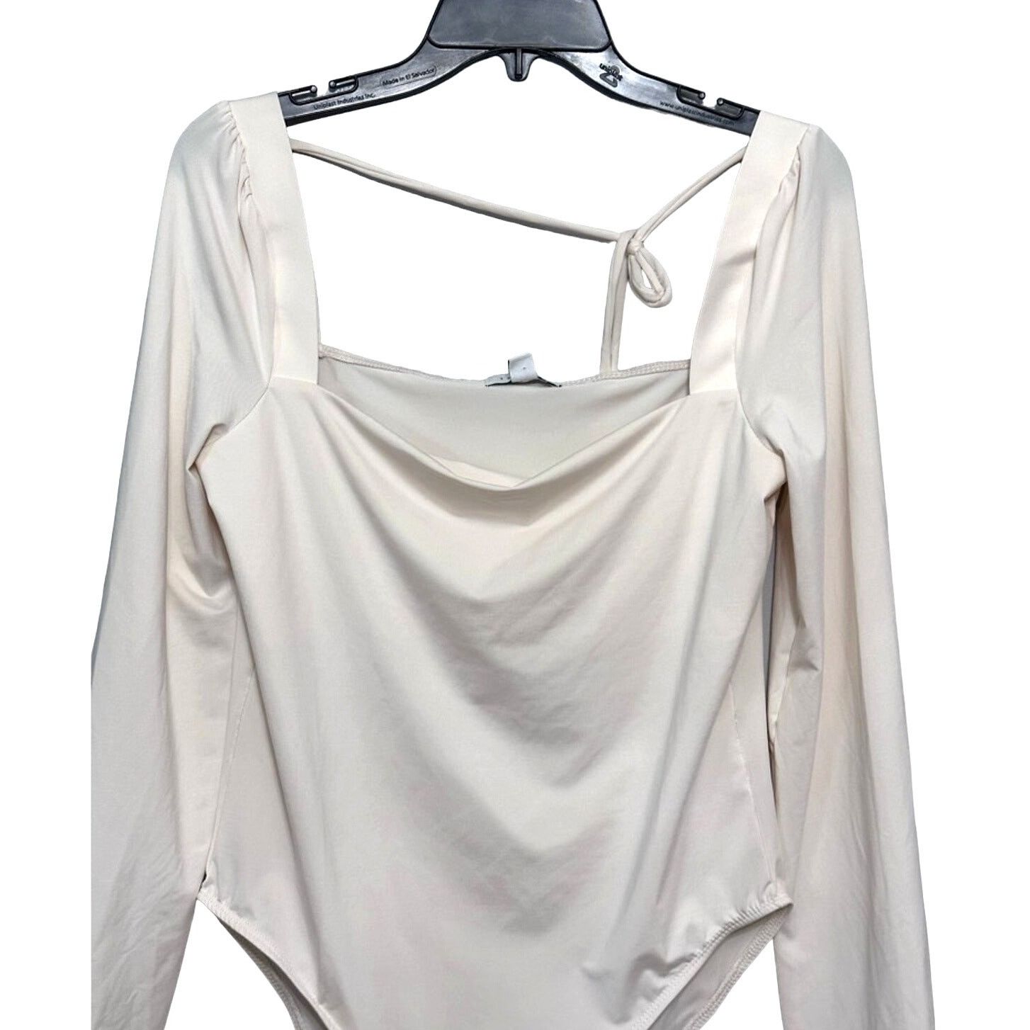 Topshop Topshop Bodysuit Long Sleeve Square Neck Women's Ivory 12 Size XL / US 12-14 / IT 48-50 - 4 Thumbnail