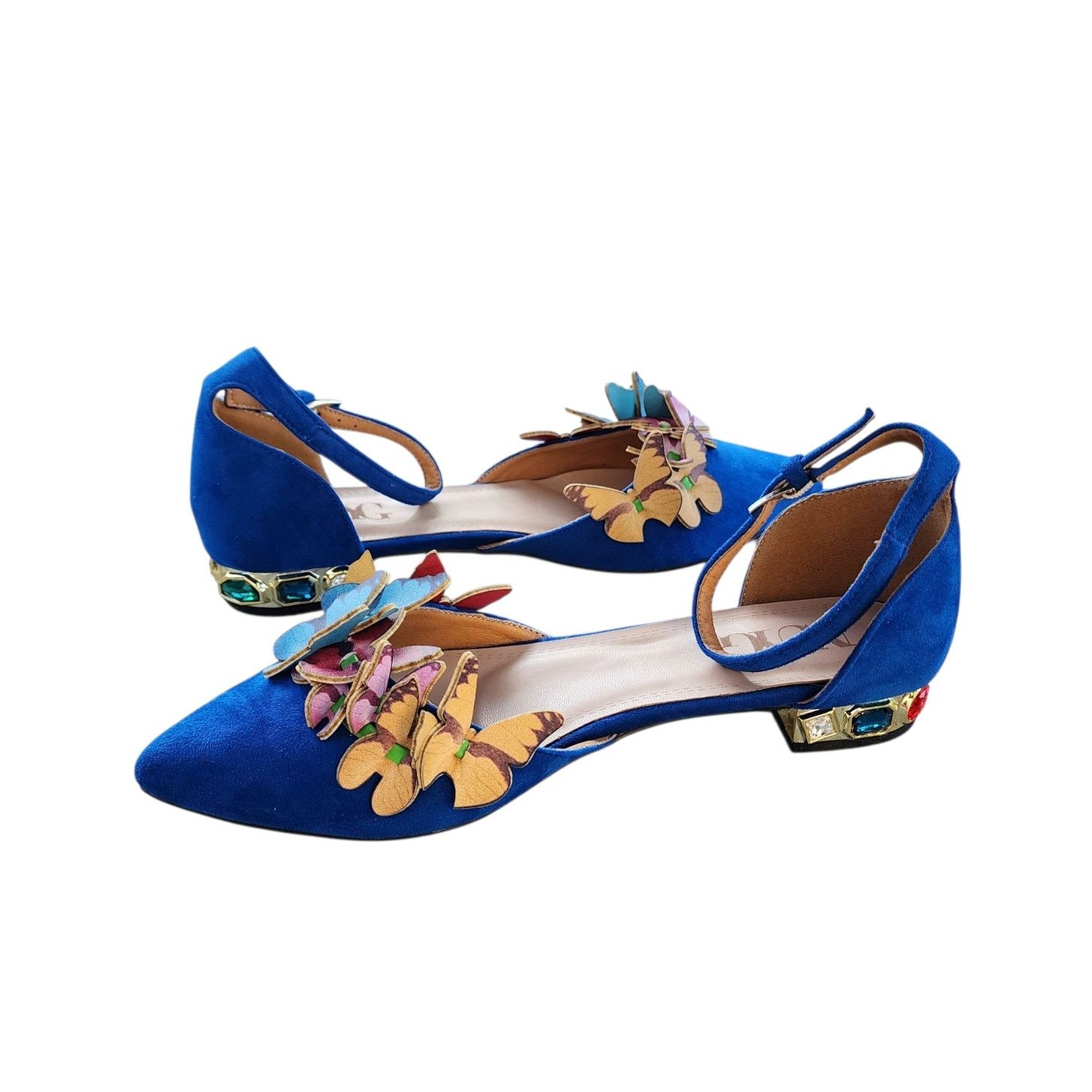 Designer NUYG 3D Butterfly Appliqué Faux Suede Gem Embellished Flats Size US 9 / IT 39 - 12 Thumbnail