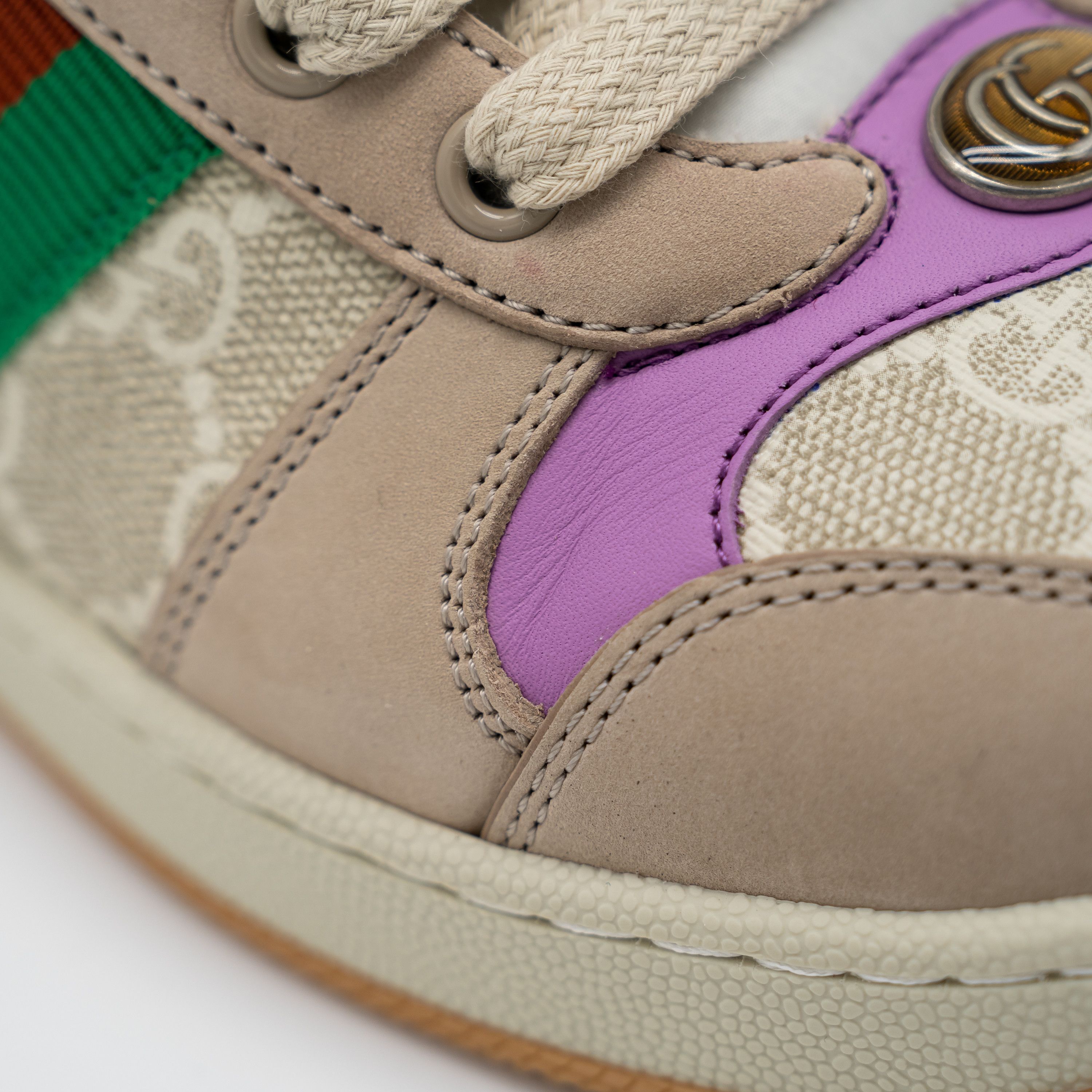 Gucci 10.5us Gucci Screener GG Beige Purple Sneakers Web Canvas Size US 10.5 / IT 40.5 - 13 Thumbnail