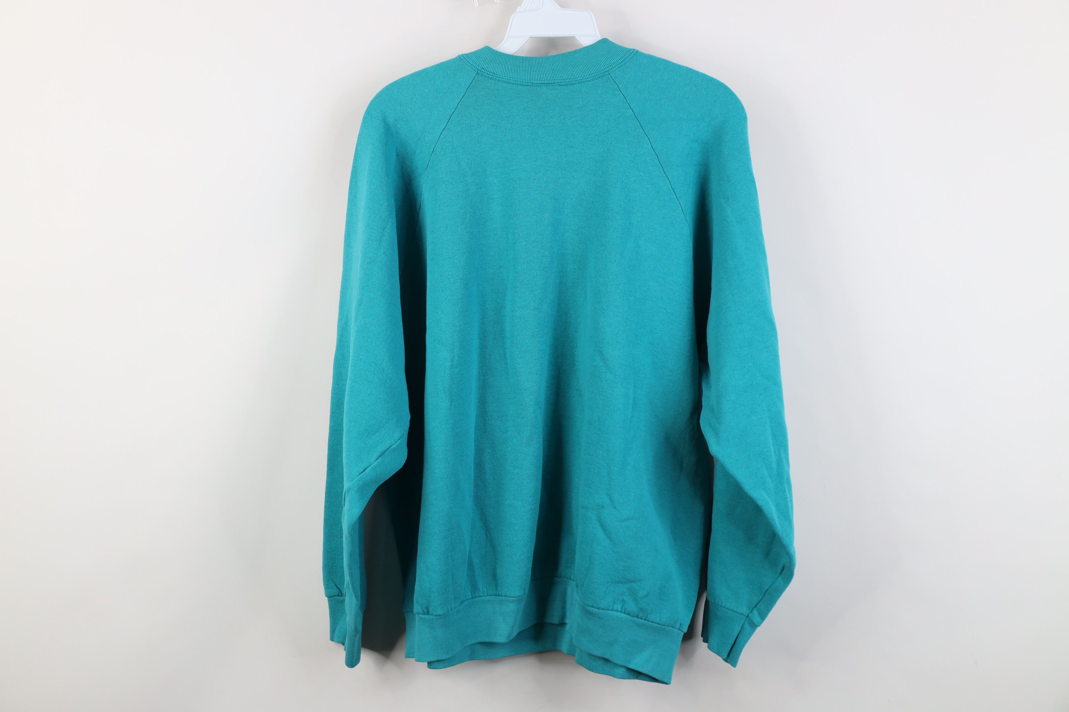 Vintage Vintage 90s Streetwear Blank Crewneck Sweatshirt Teal USA Size US XL / EU 56 / 4 - 9 Thumbnail
