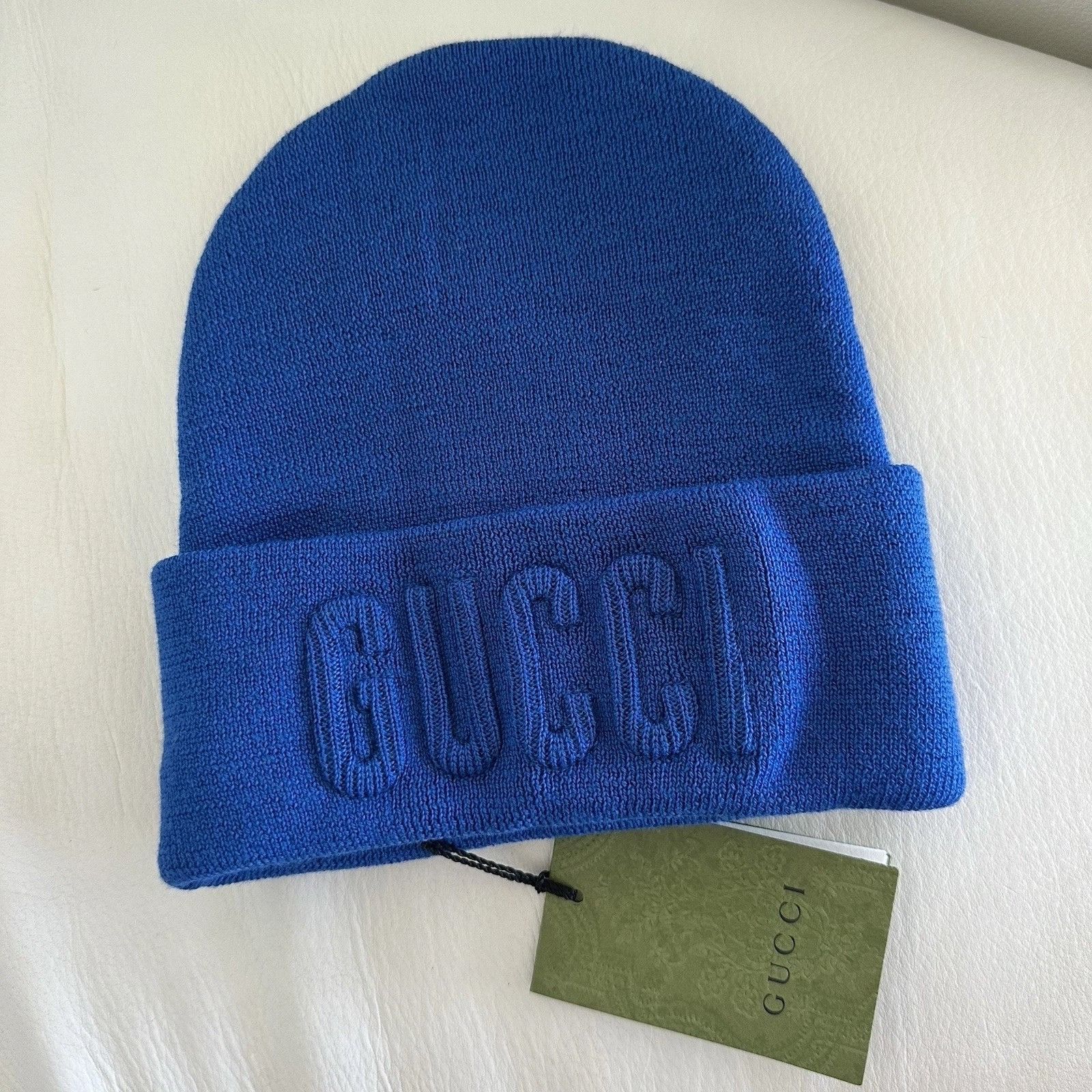 Gucci NWT GUCCI blue wool beanie hat with logo Size 58 cm / Medium Size ONE SIZE - 3 Thumbnail