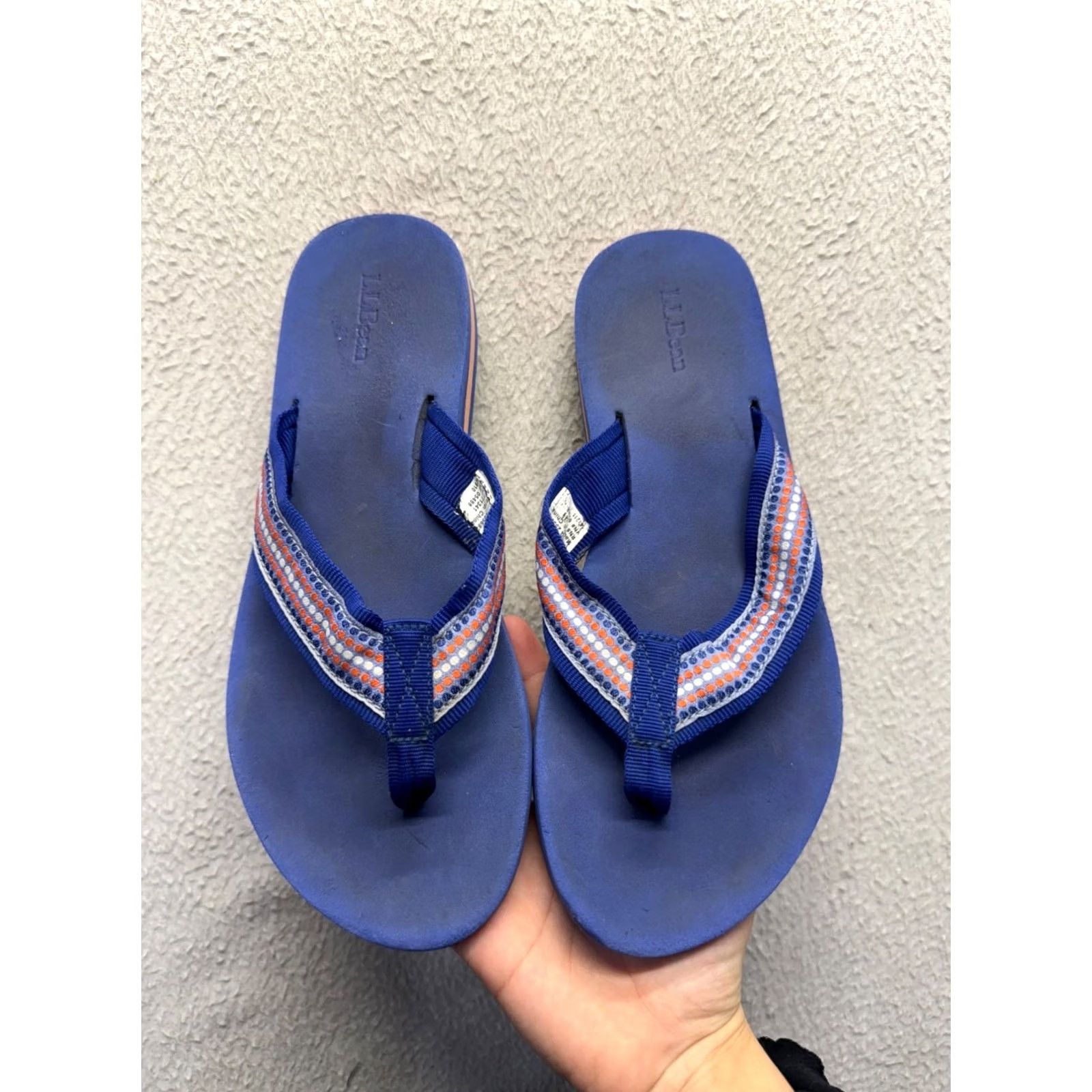 Vintage LL Bean Womens Blue Flip Flops Striped Strap Rubber Sole Size 7 Womens Flip Flop Casual Summer Shoes Shoes Mens 7 Size US 7 / IT 37 - 3 Thumbnail