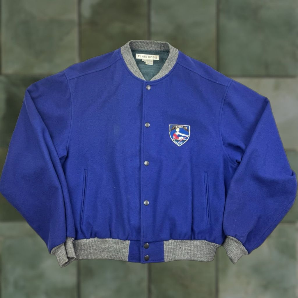 Liz Claiborne VINTAGE Liz Claiborne Letterman Jacket Womens M Wool Snap Up Blue Solid Preppy 90s 80s Casual Size M / US 6-8 / IT 42-44 - 1 Thumbnail
