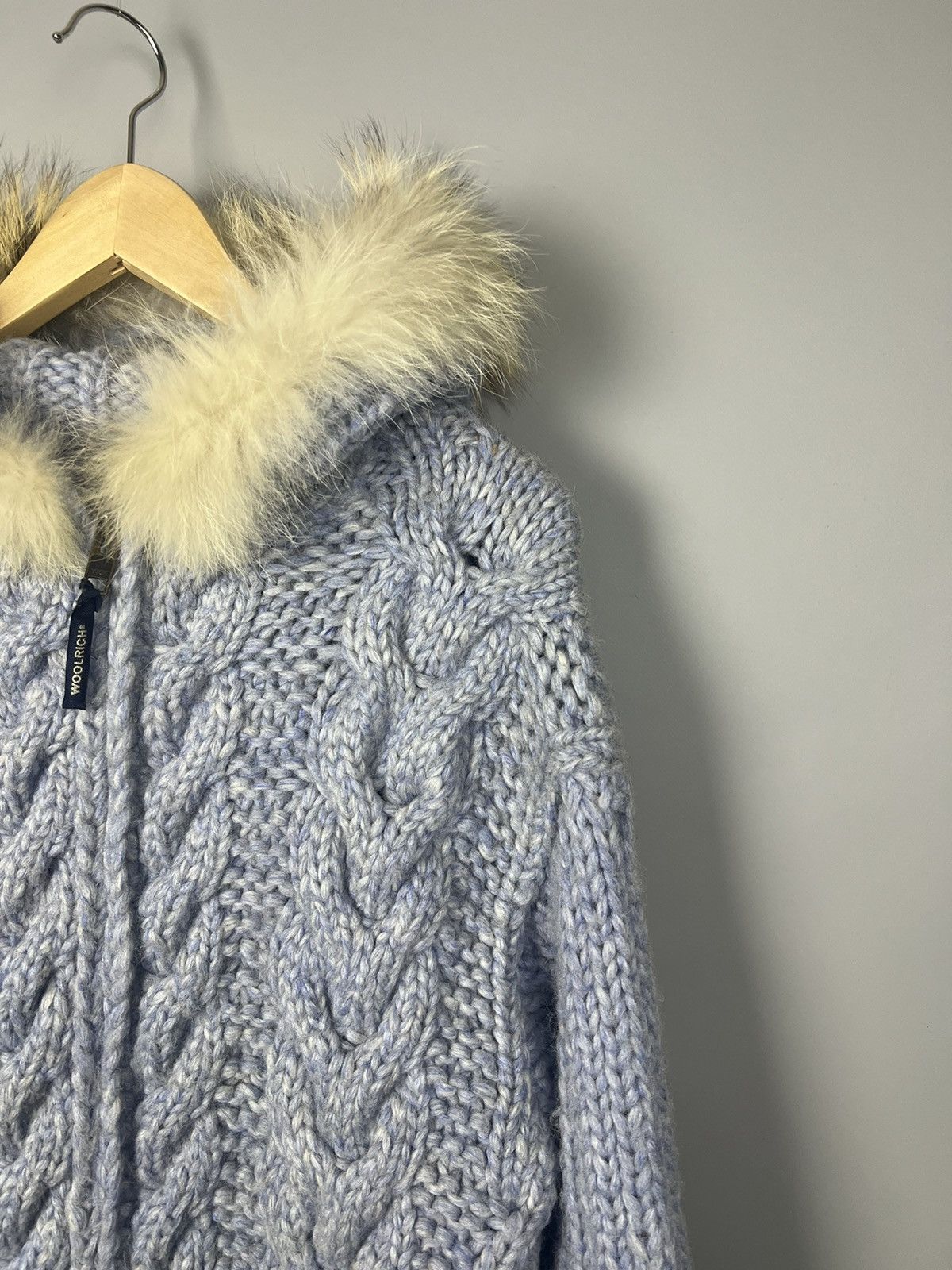 Woolrich Woolen Mills M RARE! Woolrich wool knited zip hoodie / jacket with fur Size M / US 6-8 / IT 42-44 - 2 Thumbnail