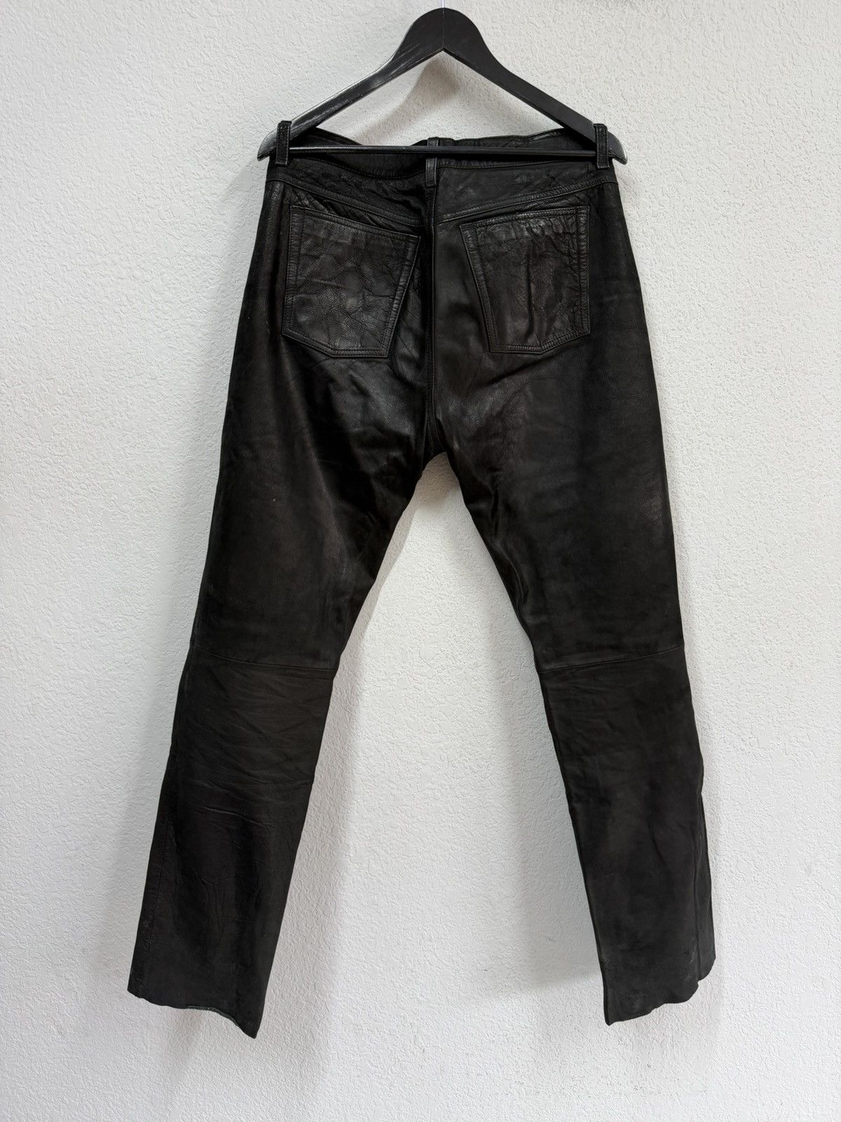 Hedi Slimane 🔥 Vintage Leather Pants 00s Italian Rock Noir Archive Grunge Size US 32 / EU 48 - 8 Thumbnail