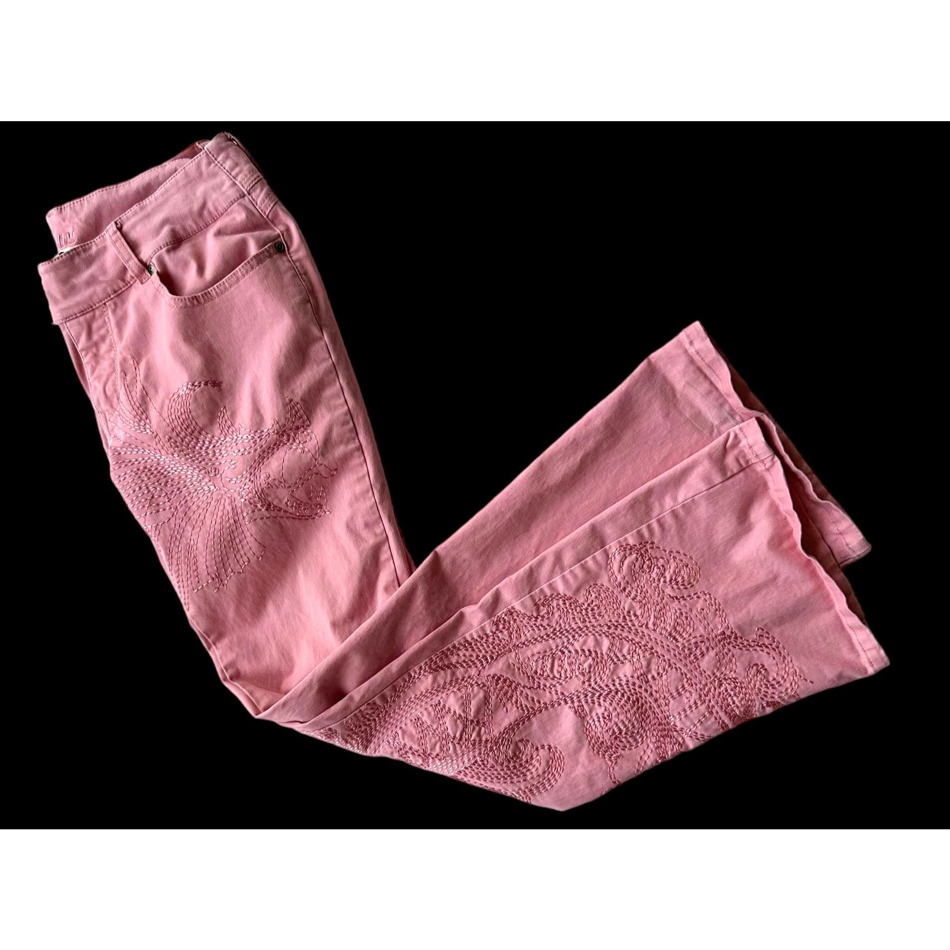 Vintage Vintage 90's Taunt Pants Size 7 Peach Low Rise Wide Leg Size 31" - 1 Thumbnail