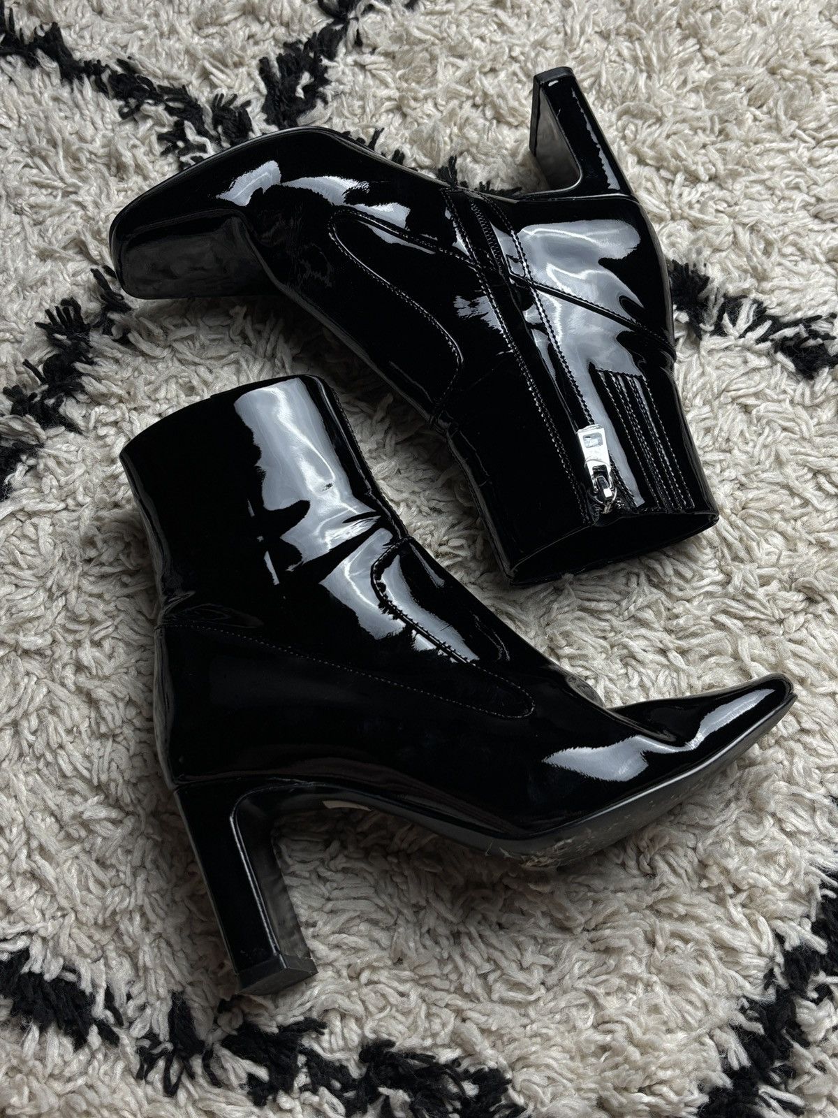 Diesel D-Millenia Patent Leather Ankle Avant Garde Zip Boots