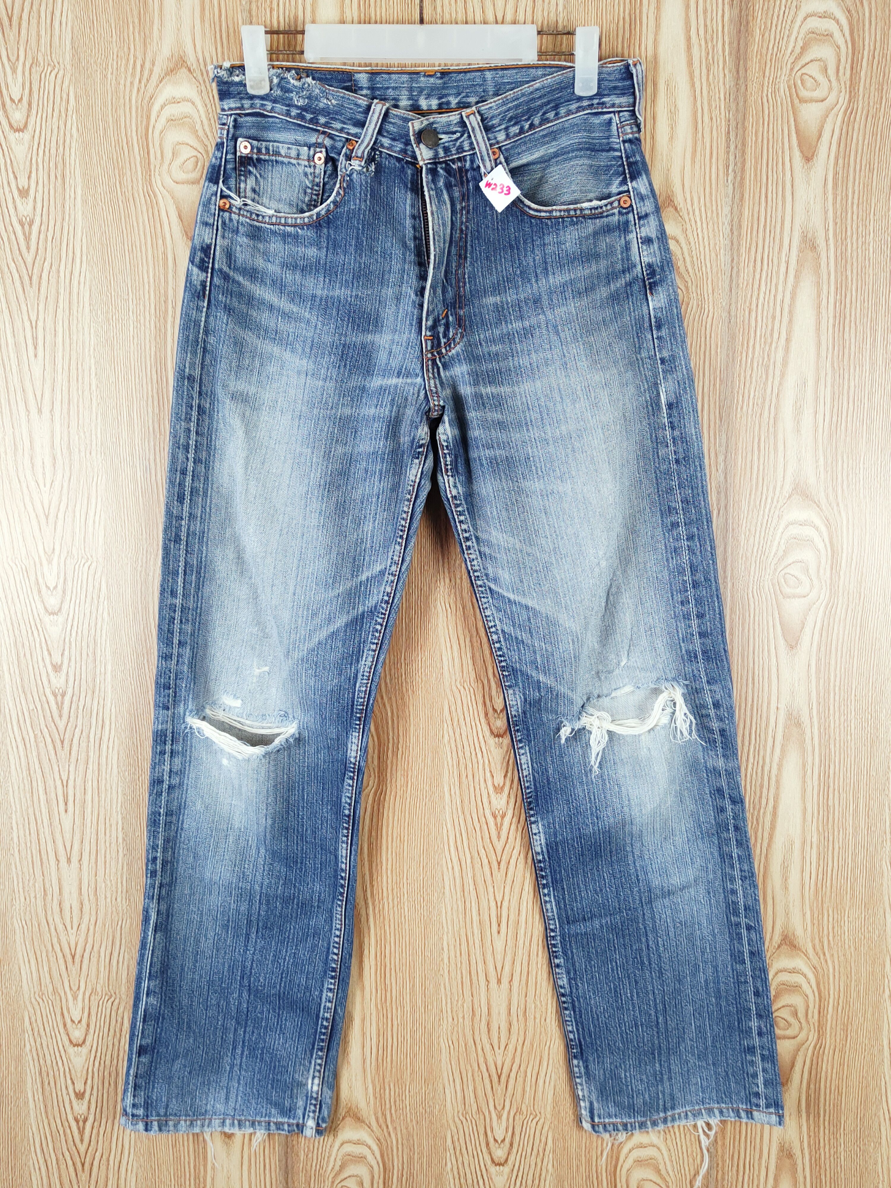 Levi's 512 Levi's vintage Blue Distressed Ripped Jeans denim #W233 Size US 29 - 1 Thumbnail