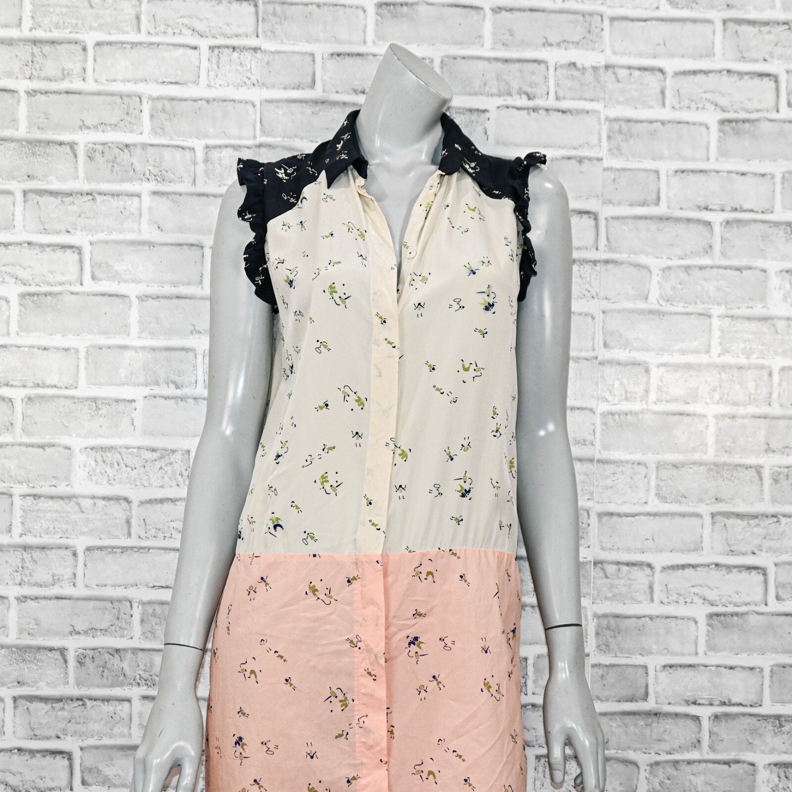 Marni MARNI Sleeveless Button front Dress Silk Cotton color block Size M / US 6-8 / IT 42-44 - 10 Thumbnail