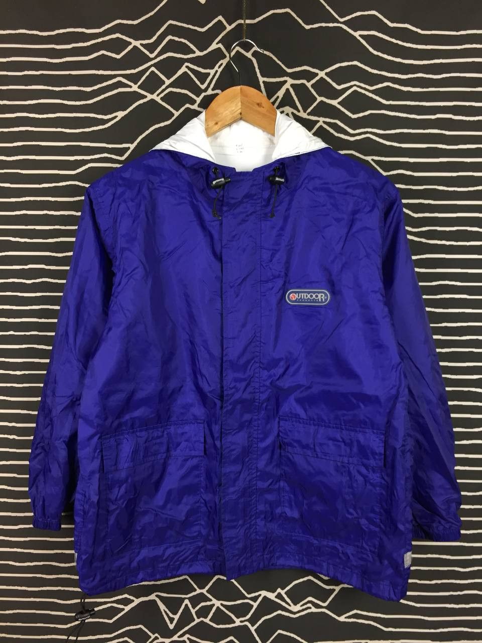 Outdoor Products Reflective Hooded Windbreaker Jacket in Blue, Men's