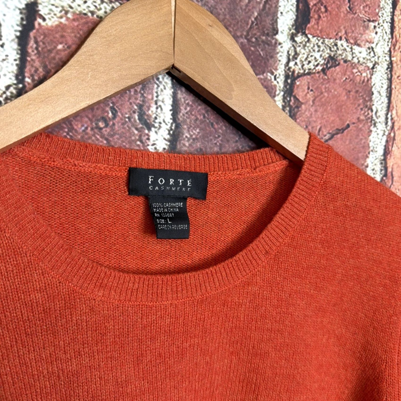 Fortela Forte Womens Cashmere Crewneck Sweater L Orange Pullover Knit Ribbed Solid Vintage: No Size L / US 10 / IT 46 - 2 Thumbnail