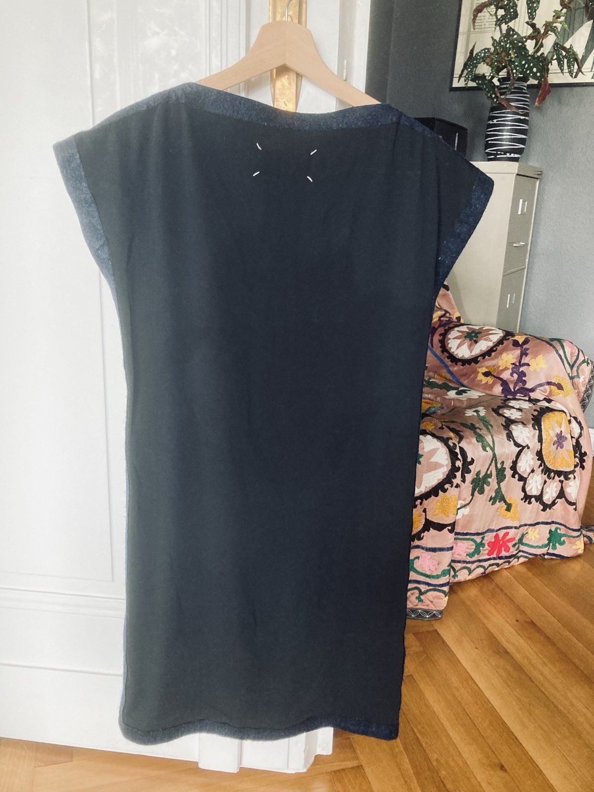 Maison Margiela Black cocktail dress with felt-wool dark blue trimming Size S / US 4 / IT 40 - 2 Thumbnail