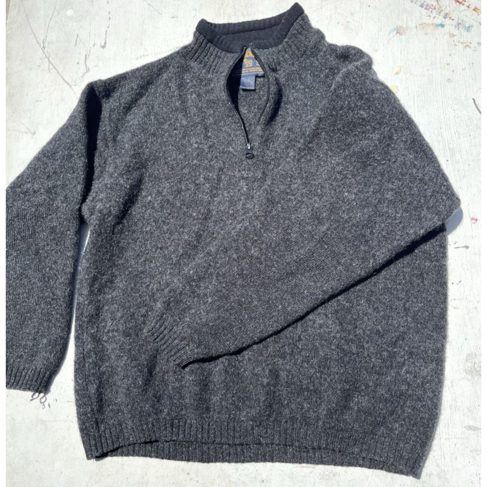 Vintage Woolrich Sweater Black XL Pullover Wool Baselayer 1/4 Zip Open Knit Woolrich Logo 80s 90s Outdoor Hiking Men’s Mens Regular Fit Size US XL / EU 56 / 4 - 6 Thumbnail