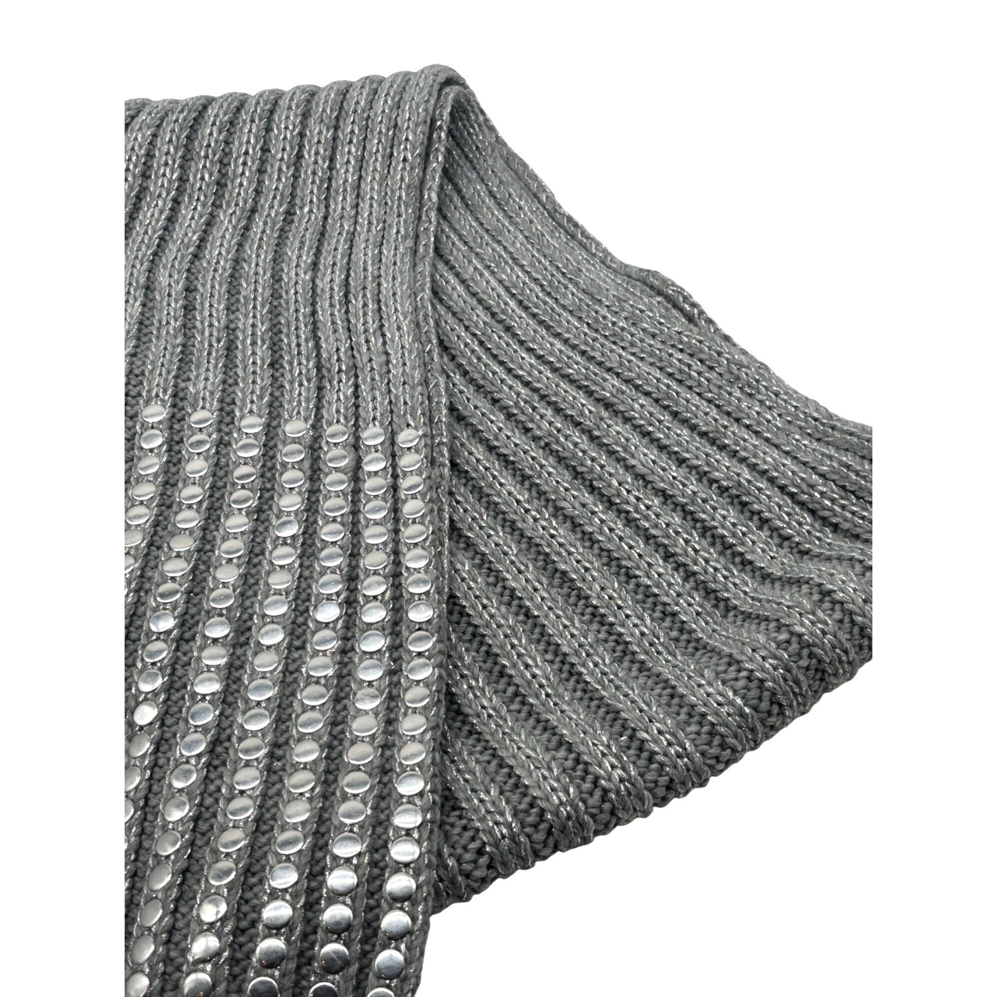 DKNY DKNY Flat-Stud Metallic Rib-Knit Scarf, Silver 14" x 82 Size ONE SIZE - 4 Thumbnail
