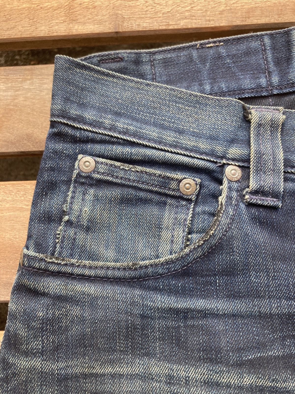 Nudie Jeans Nudie jeans black and blue slim jim distressed Size US 31 - 7 Thumbnail