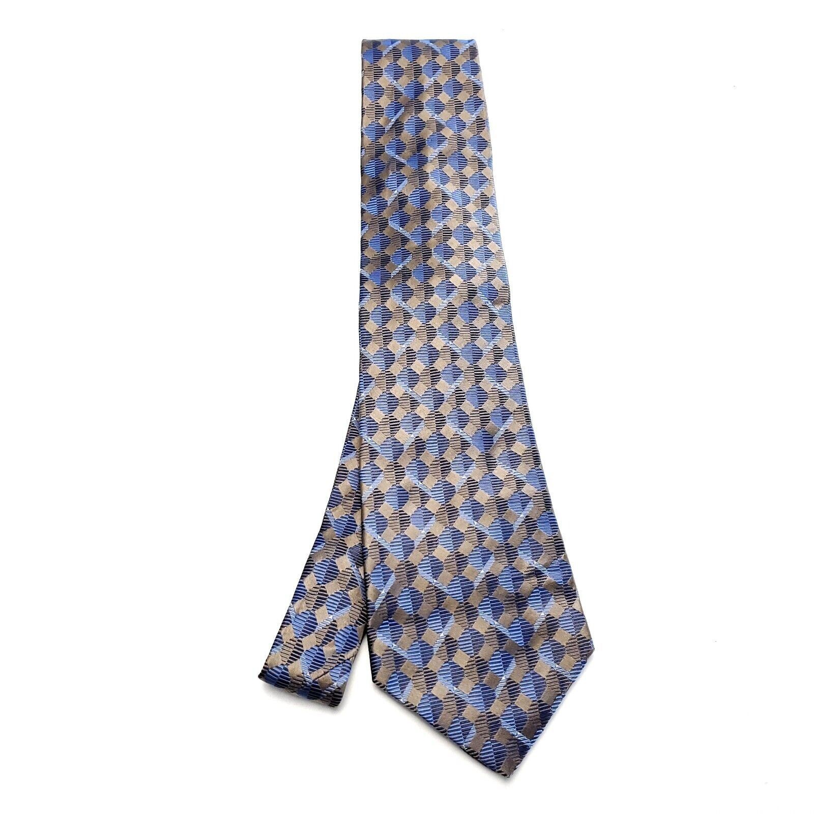 Murano Murano Brown Blue Silk Tie Woven Short Wide Check Size ONE SIZE - 6 Thumbnail