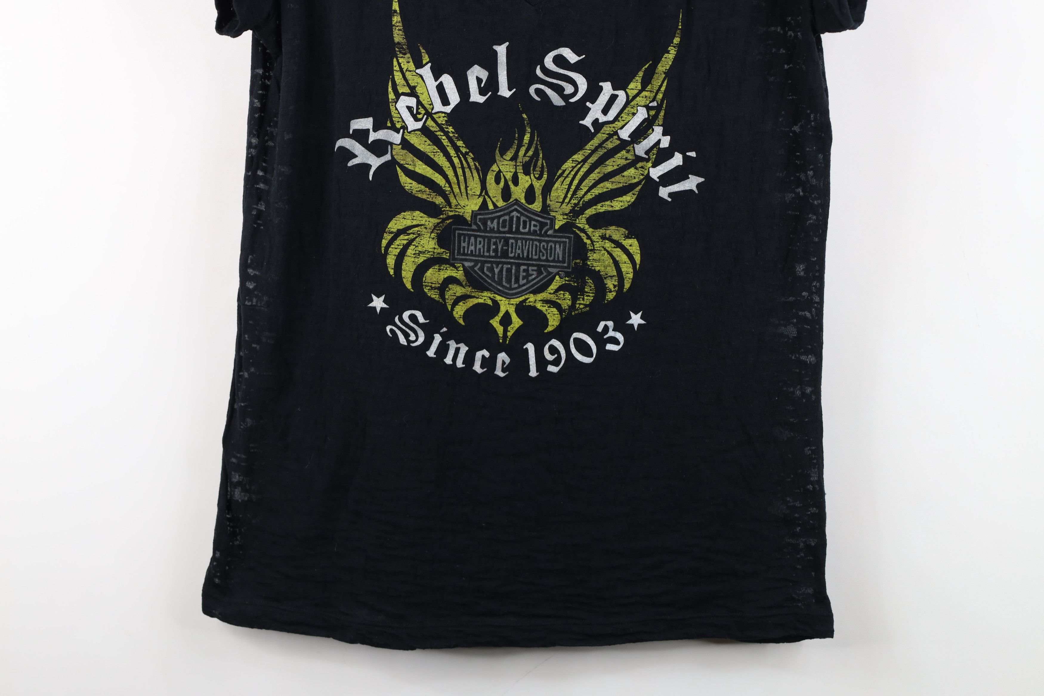 Harley Davidson Vintage Y2K Harley Davidson Spell Wing Fire Flames T-Shirt Size L / US 10 / IT 46 - 3 Thumbnail