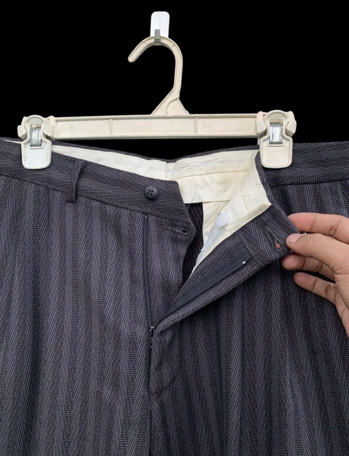 Vintage 🔥Vintage Italian texture striped baggy wool trouser pants Size US 31 - 2 Thumbnail